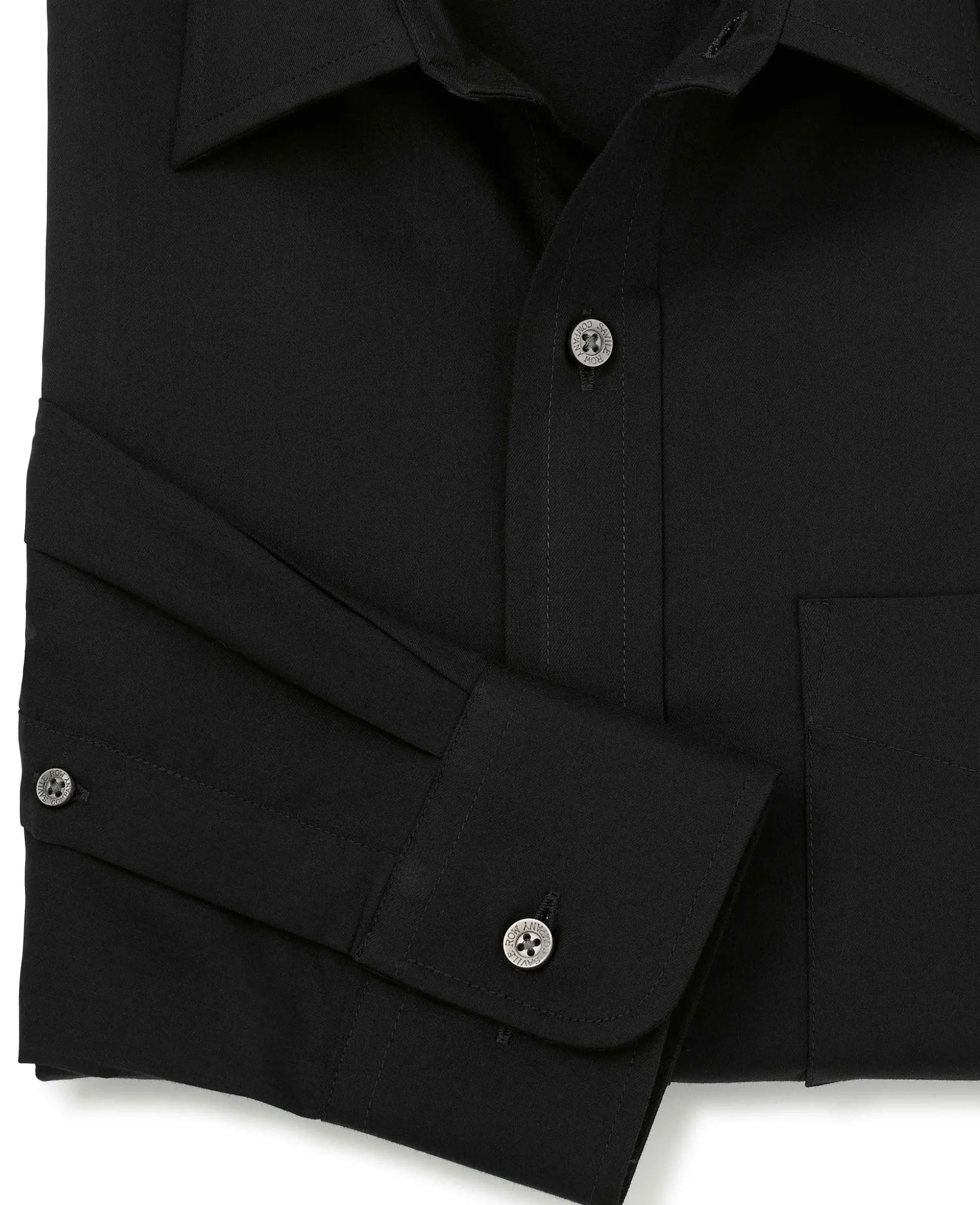 Black Fine Twill Classic Fit Formal Shirt - Single Cuff