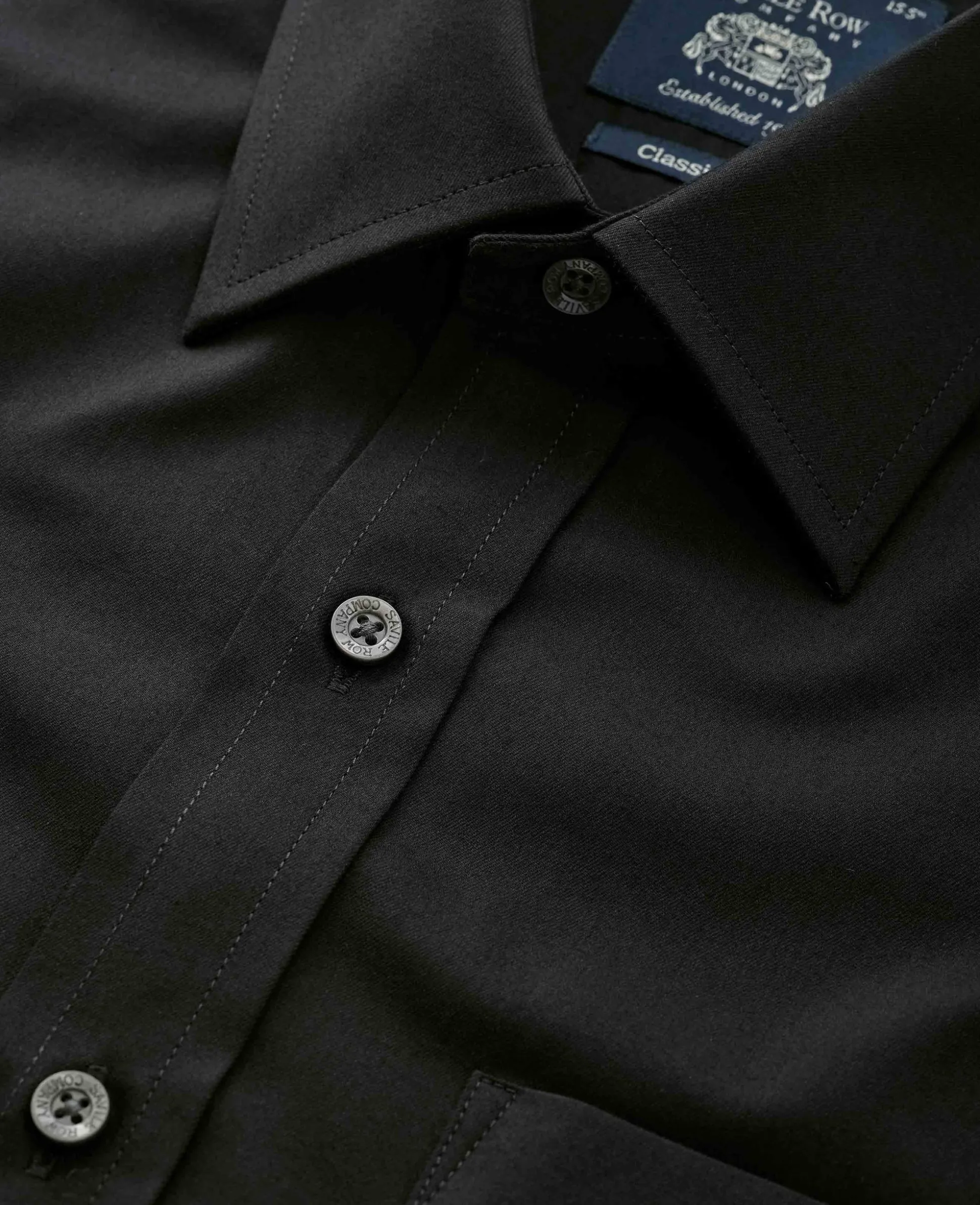 Black Fine Twill Classic Fit Formal Shirt - Single Cuff