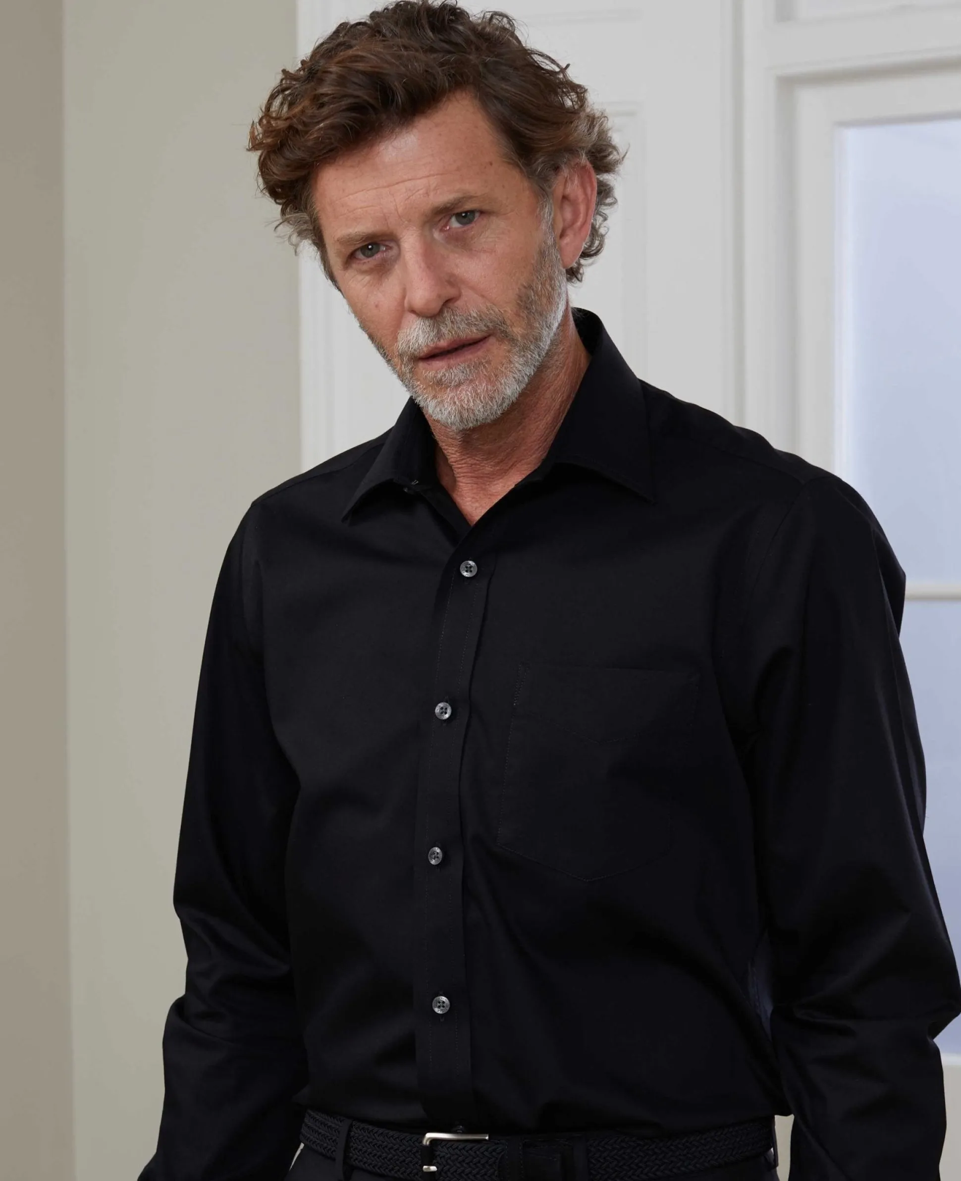 Black Fine Twill Classic Fit Formal Shirt - Single Cuff