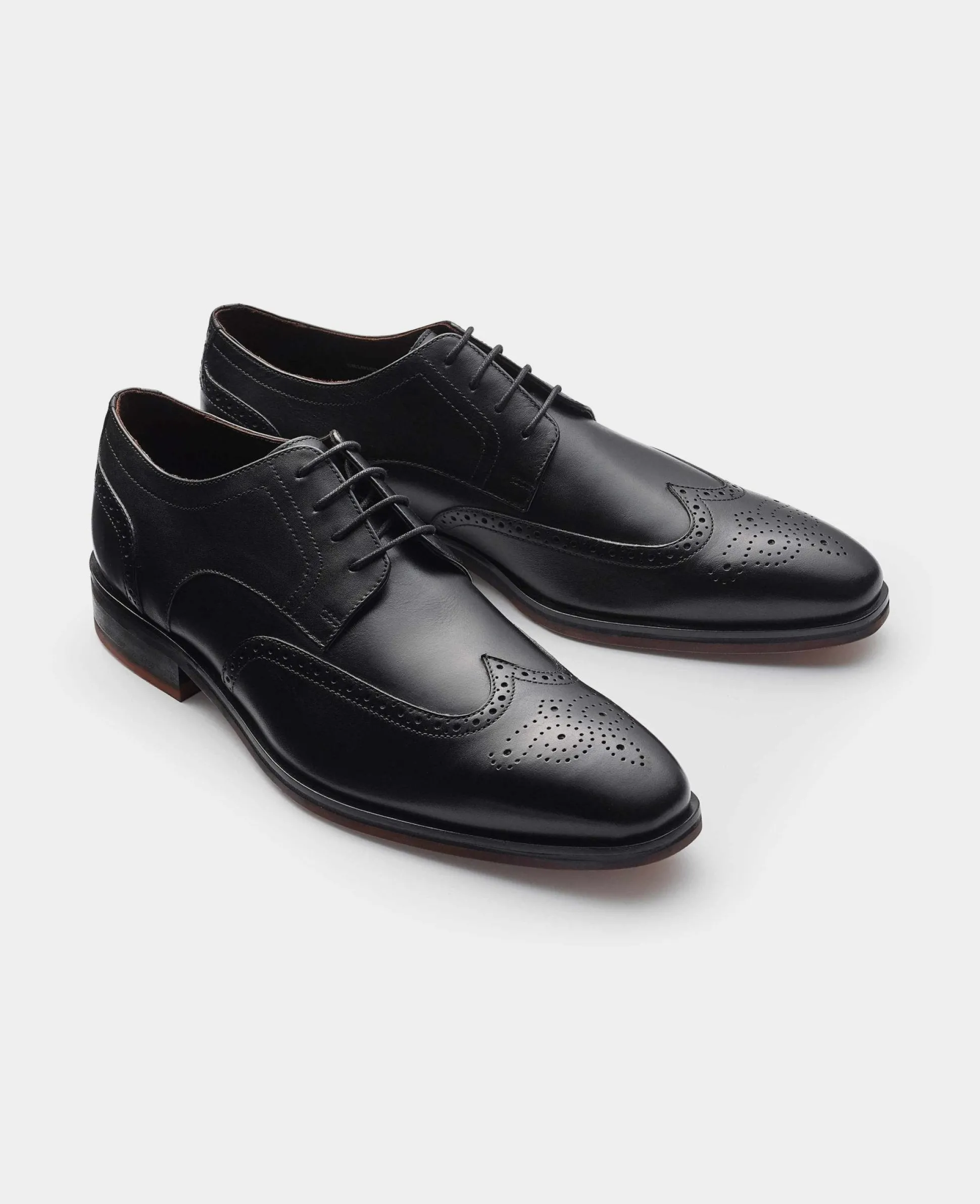 Black Leather Brogue Derby Shoes