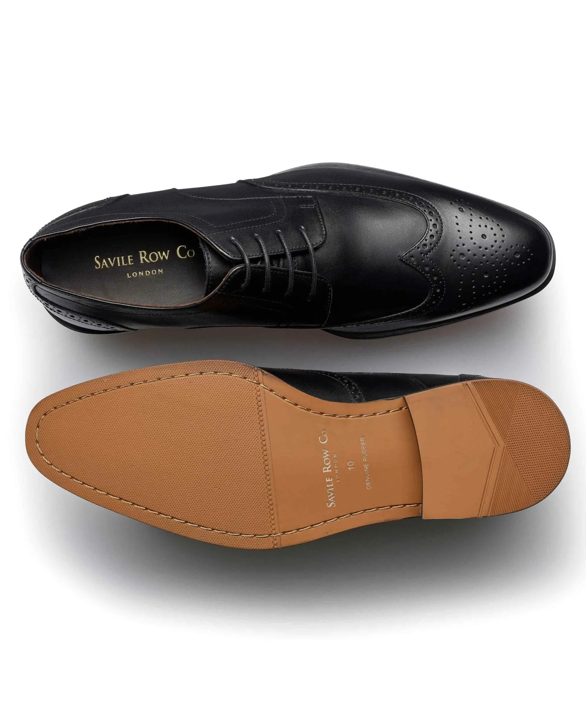 Black Leather Brogue Derby Shoes