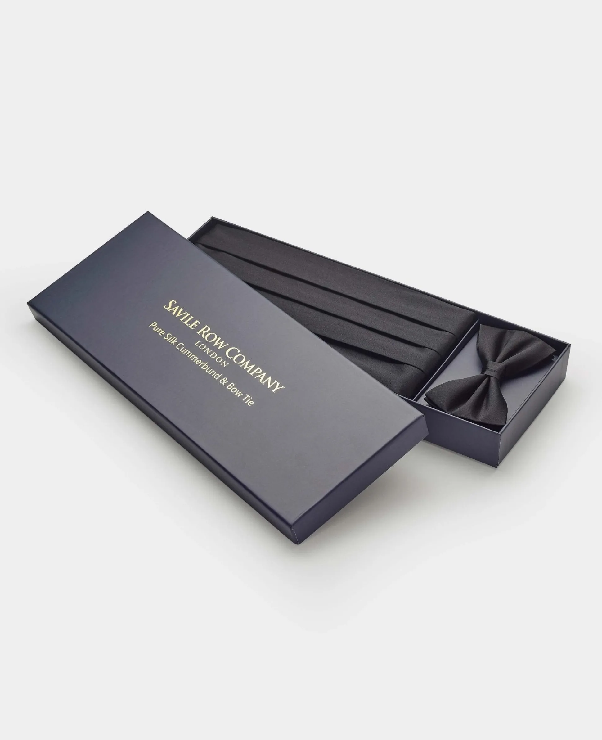 Black Silk Cummerbund & Ready Bow Tie Set