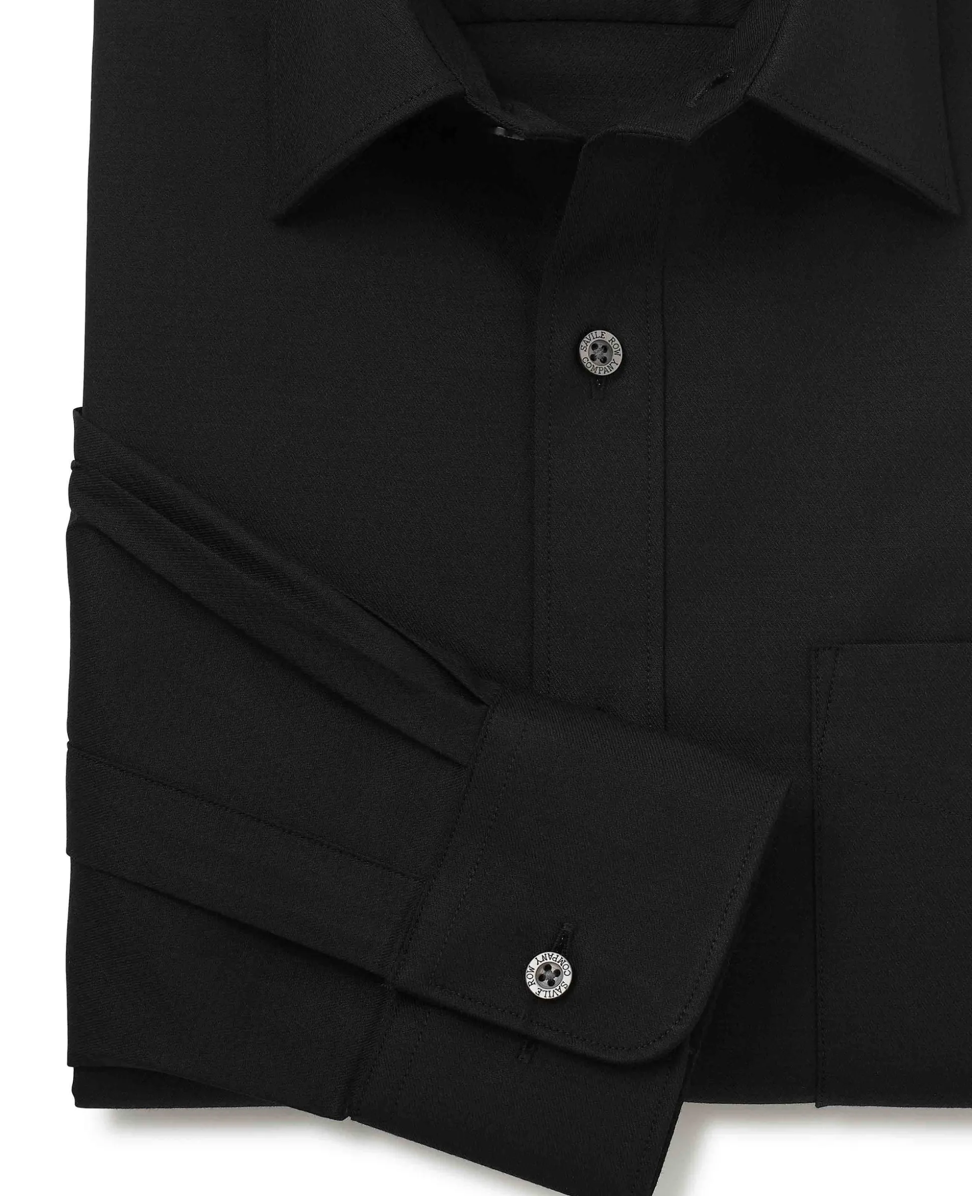 Black Stretch Cotton Classic Fit Formal Shirt - Single Cuff