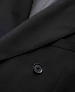 Black Wool Blend Tailored Double Breasted Suit