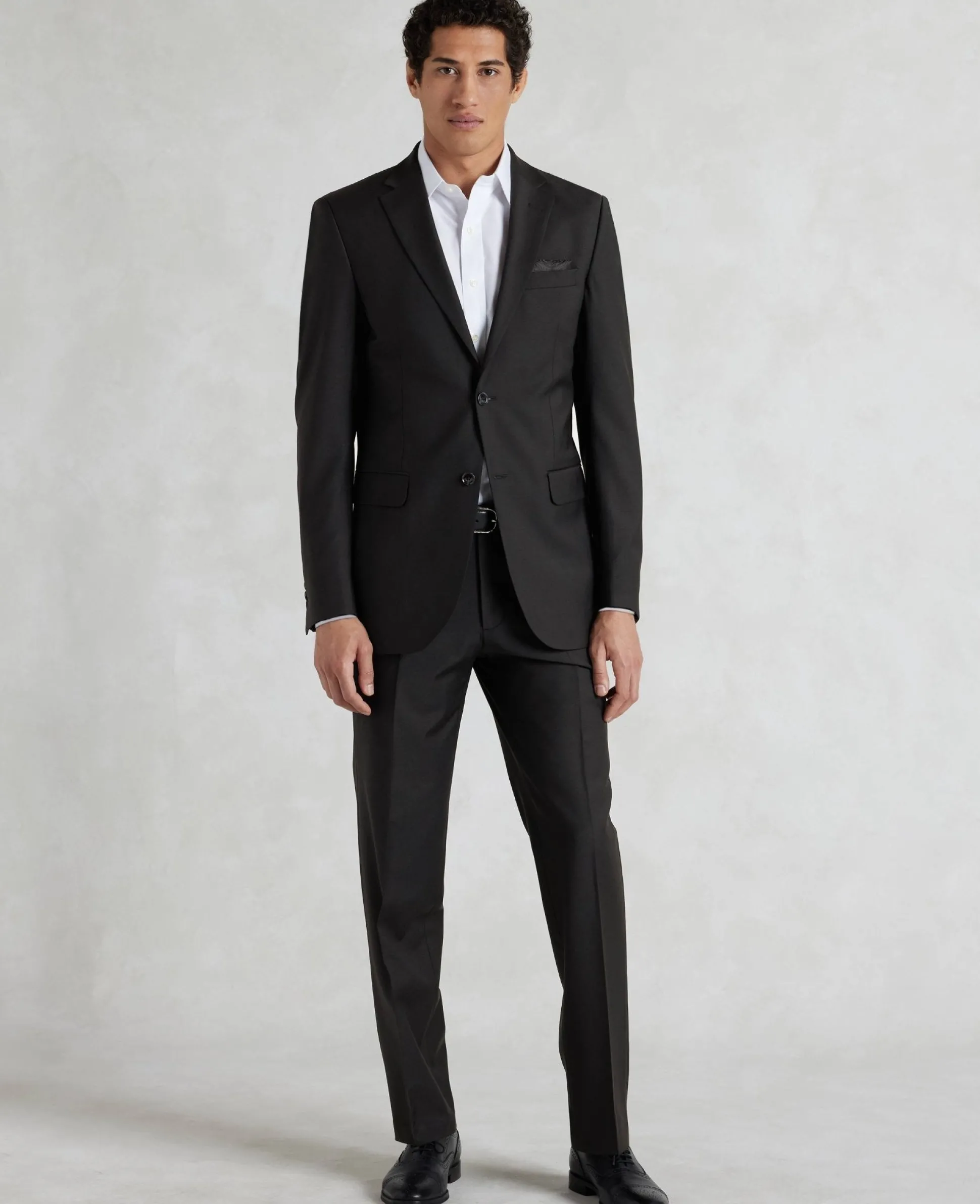Black Wool-Blend Tailored Suit