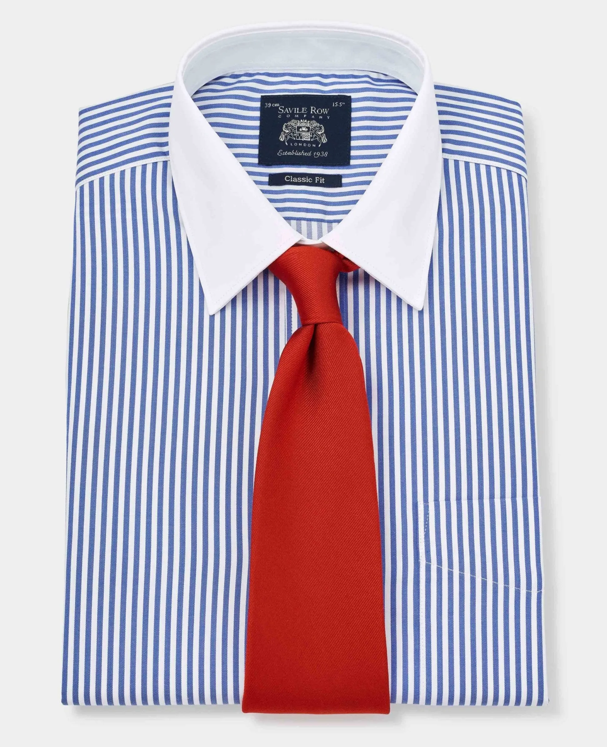Blue Bengal Stripe Windsor Collar Classic Fit Formal Shirt - Double Cuff