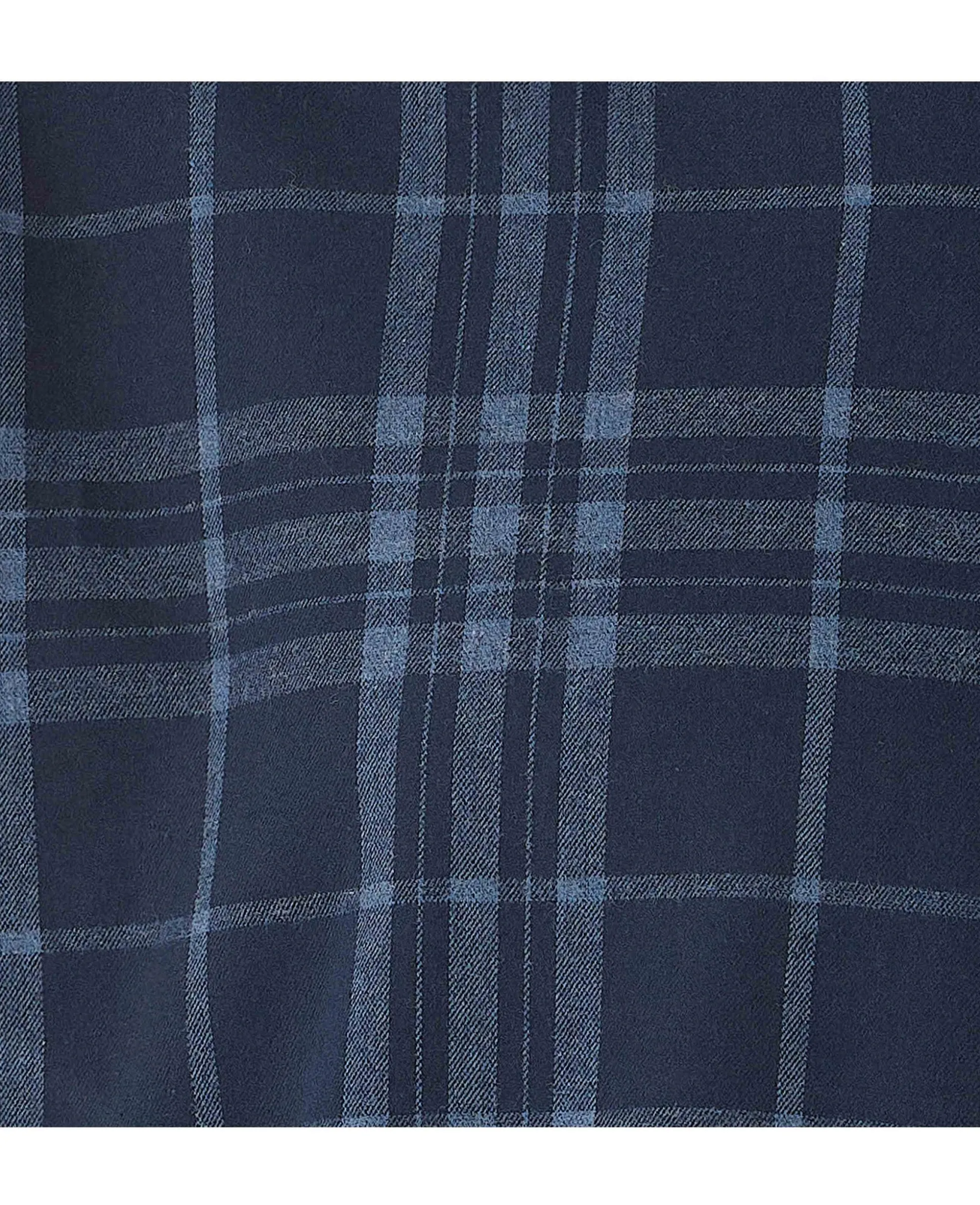 Blue Brushed Cotton Check Classic Fit Button-Down Casual Shirt