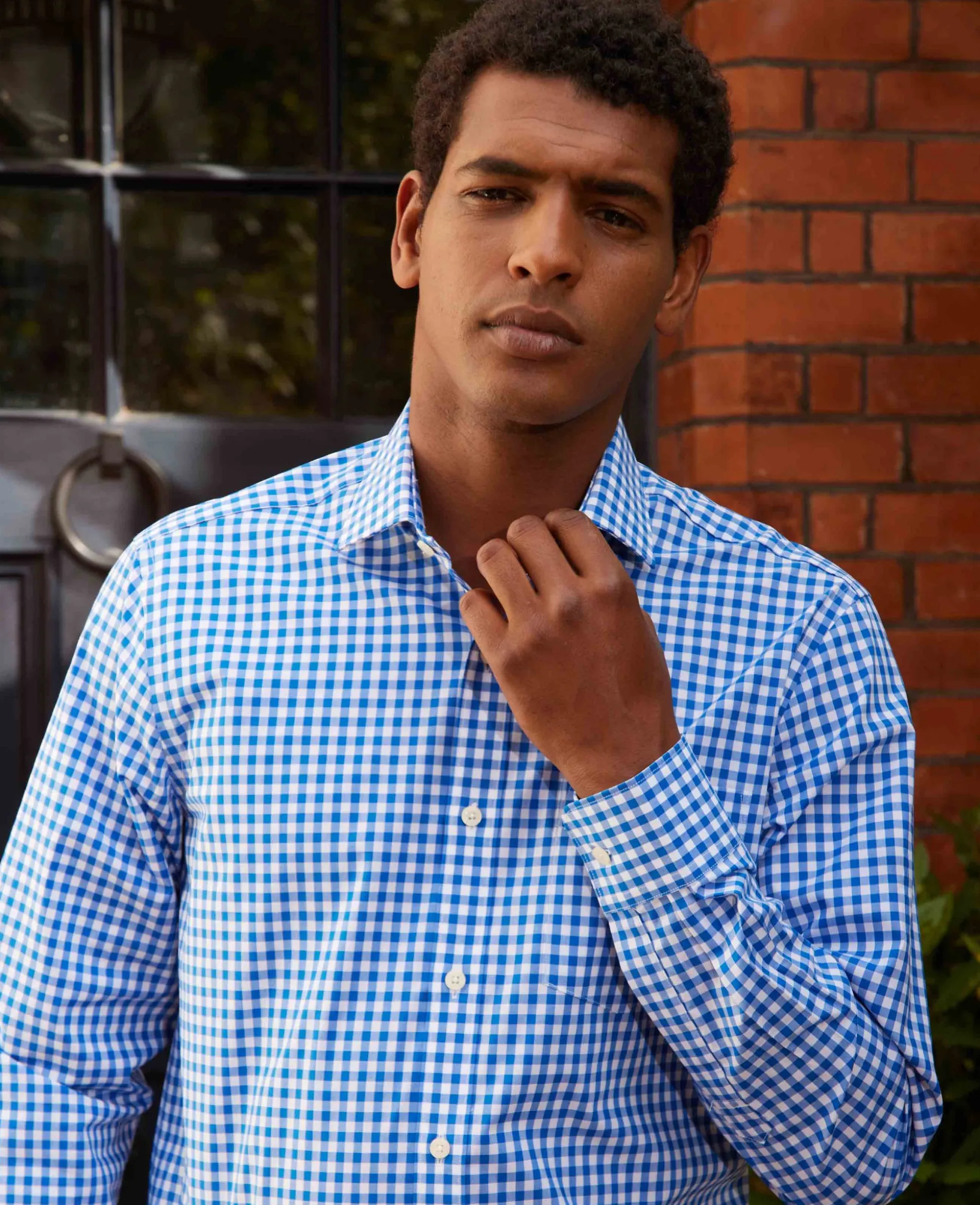 Blue Classic Fit Gingham Formal Shirt - Single Cuff