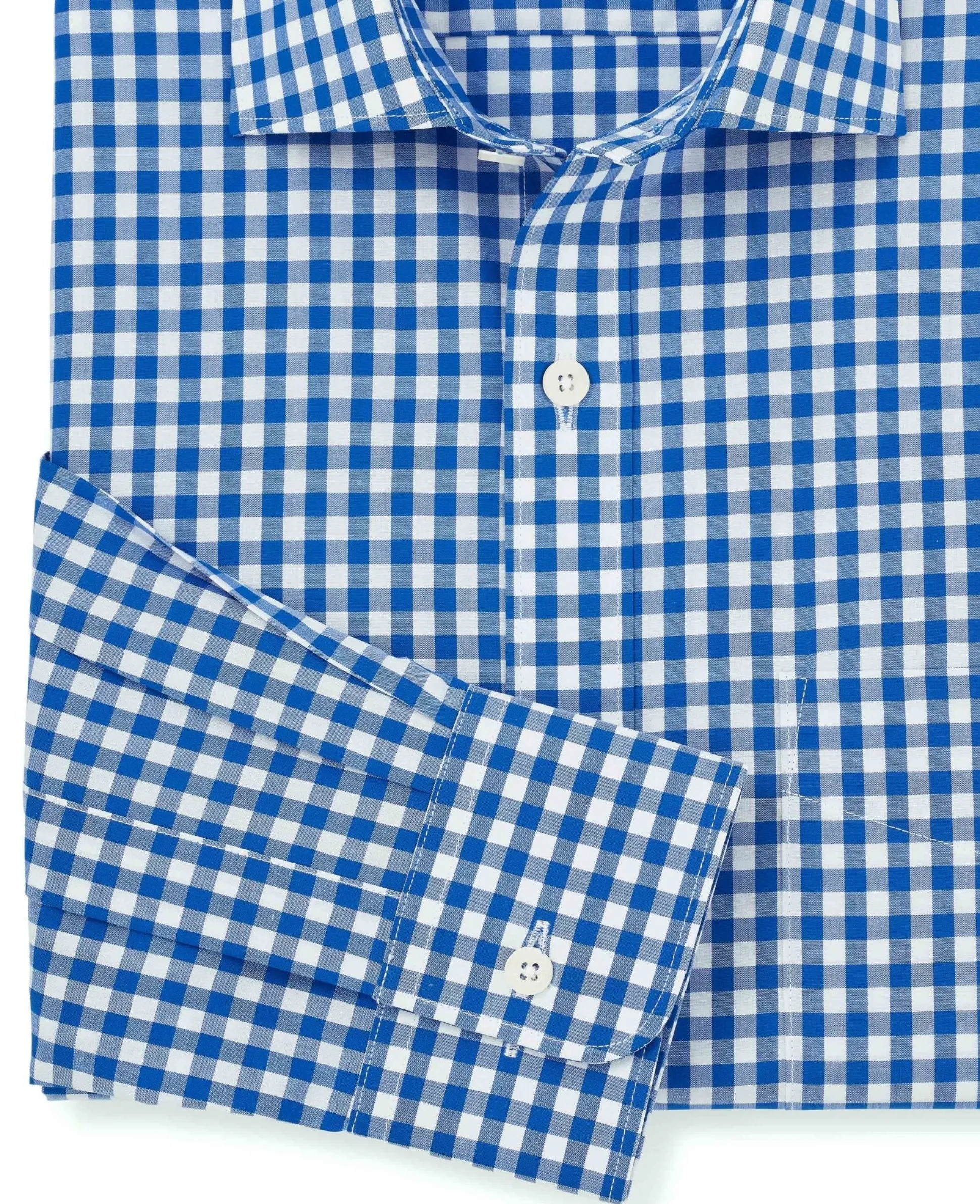 Blue Classic Fit Gingham Formal Shirt - Single Cuff