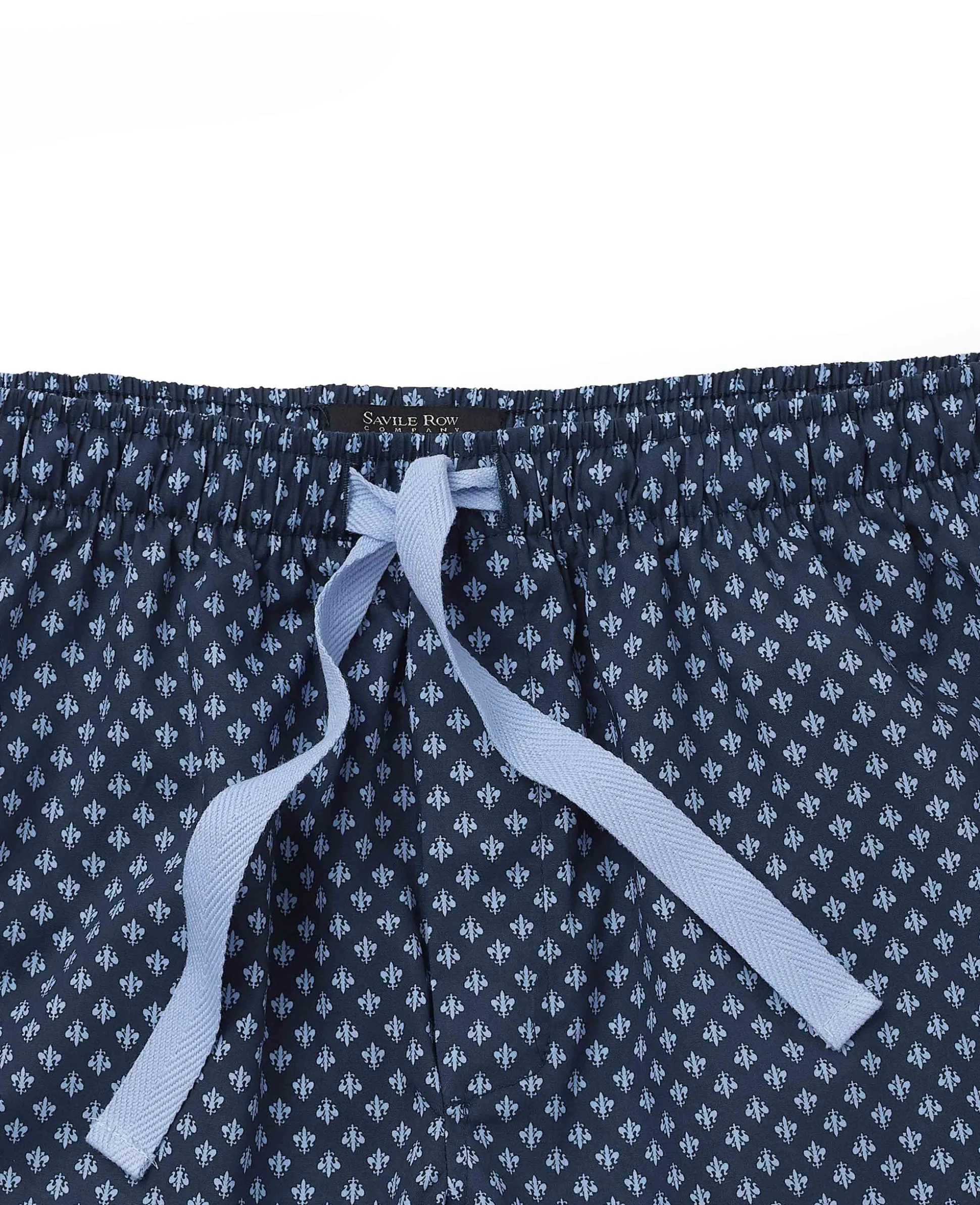 Blue Cotton Fleur De Lys Printed Lounge Shorts