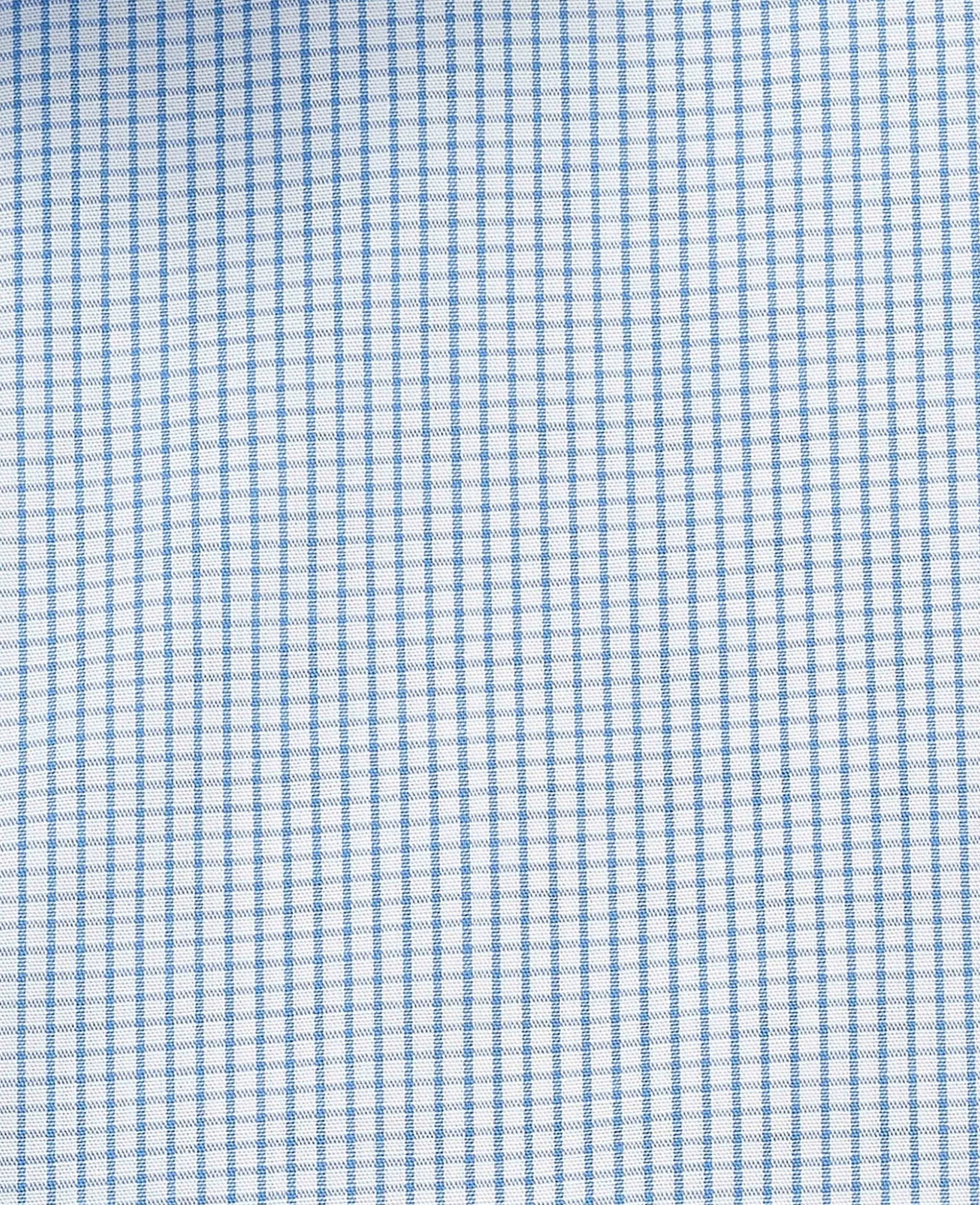 Blue Cotton Poplin Mini Check Slim Fit Formal Shirt - Double Cuff