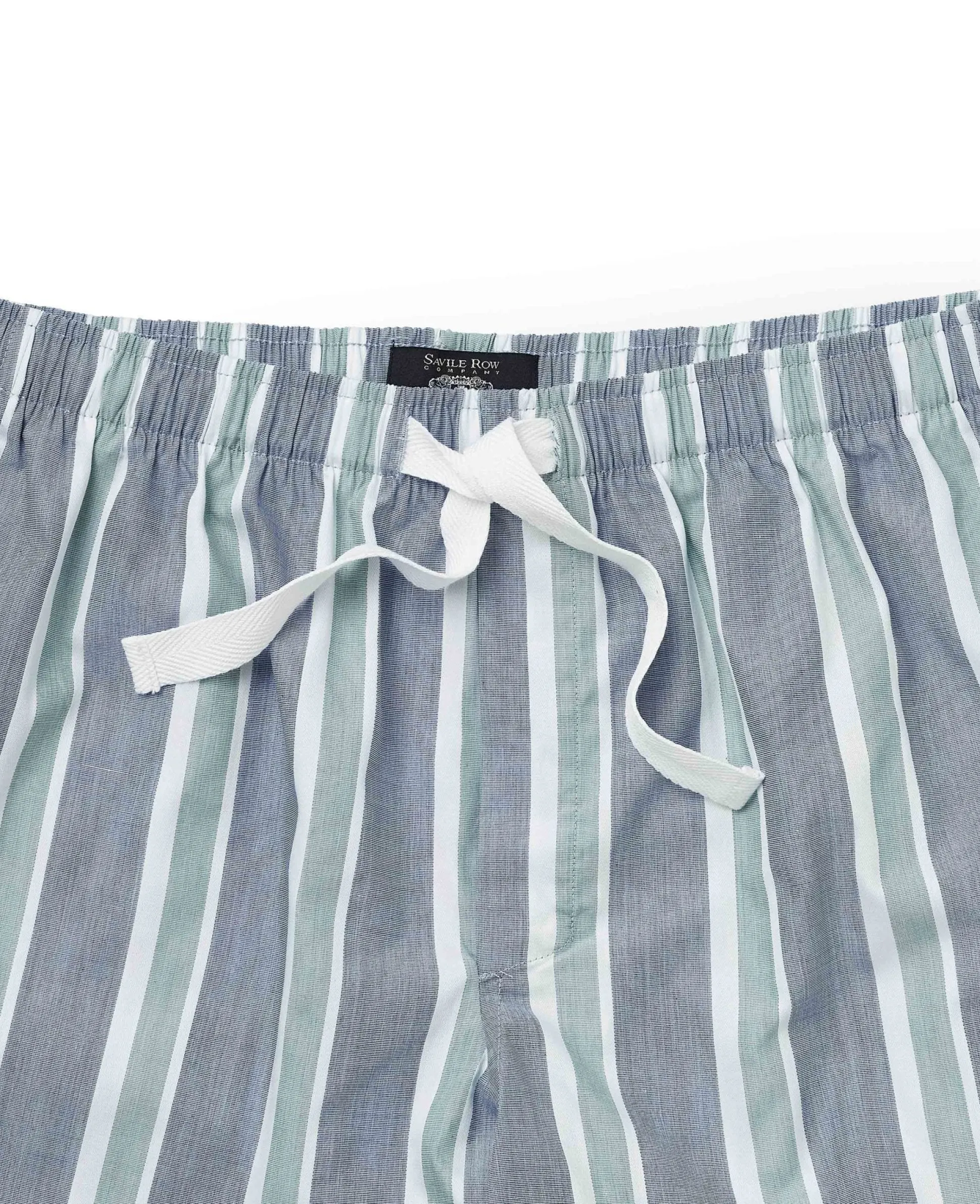Blue Green Cotton Striped Lounge Shorts