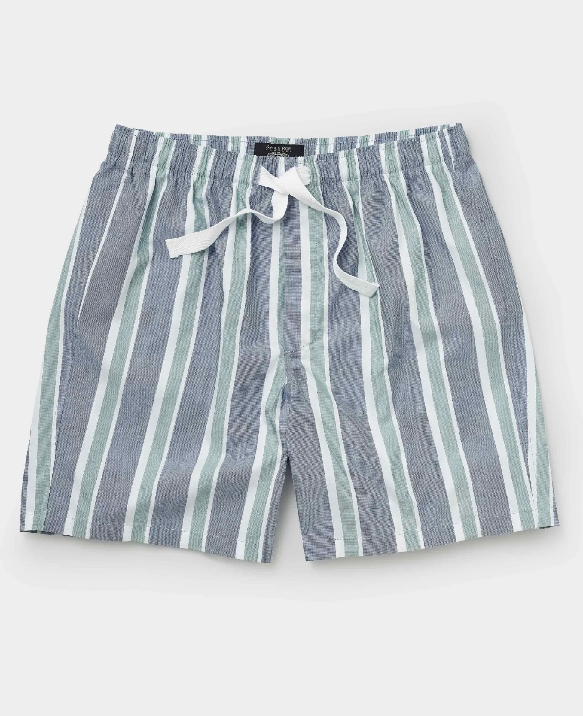 Blue Green Cotton Striped Lounge Shorts