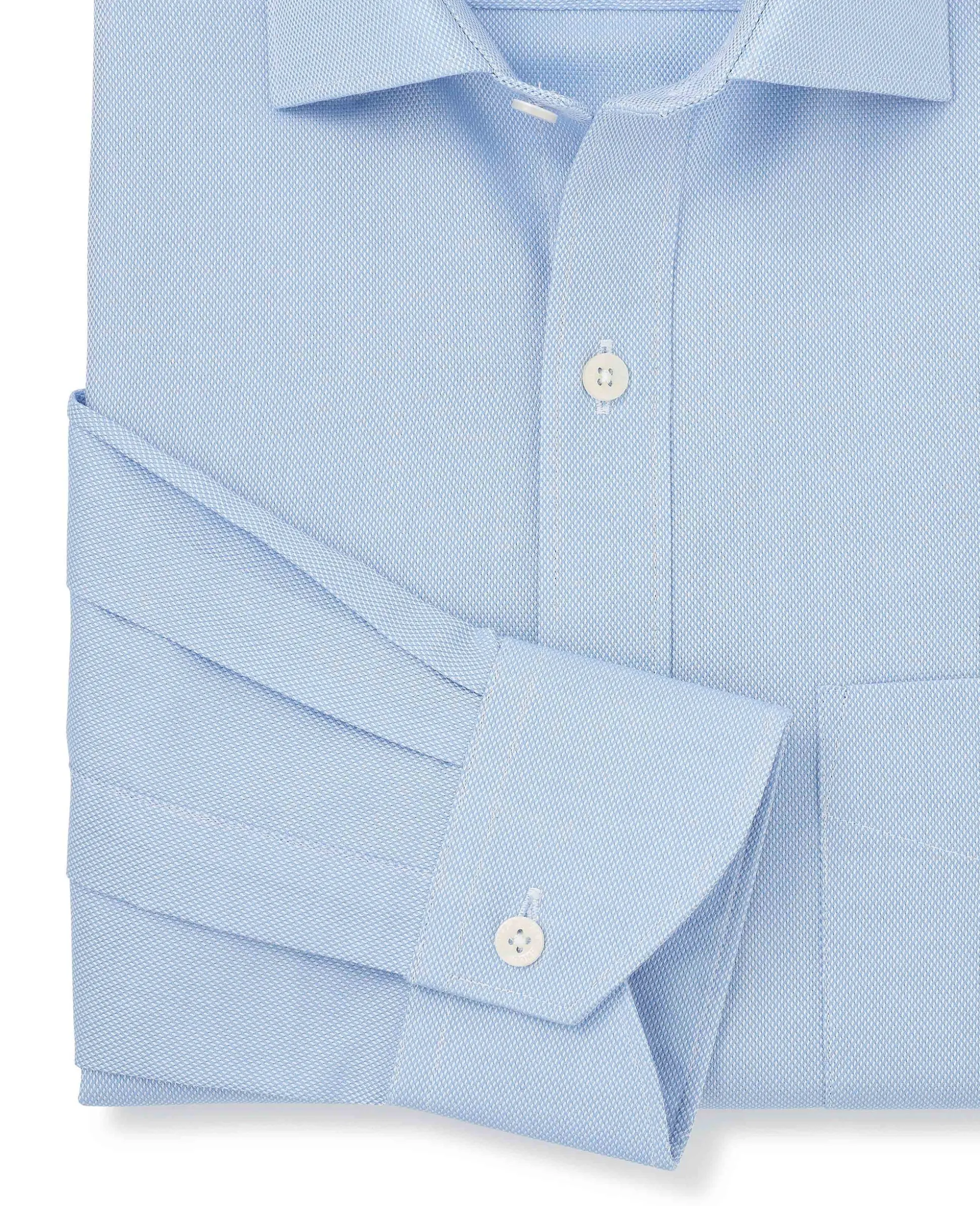 Blue Textured Cotton Classic Fit Formal Shirt - Single Cuff