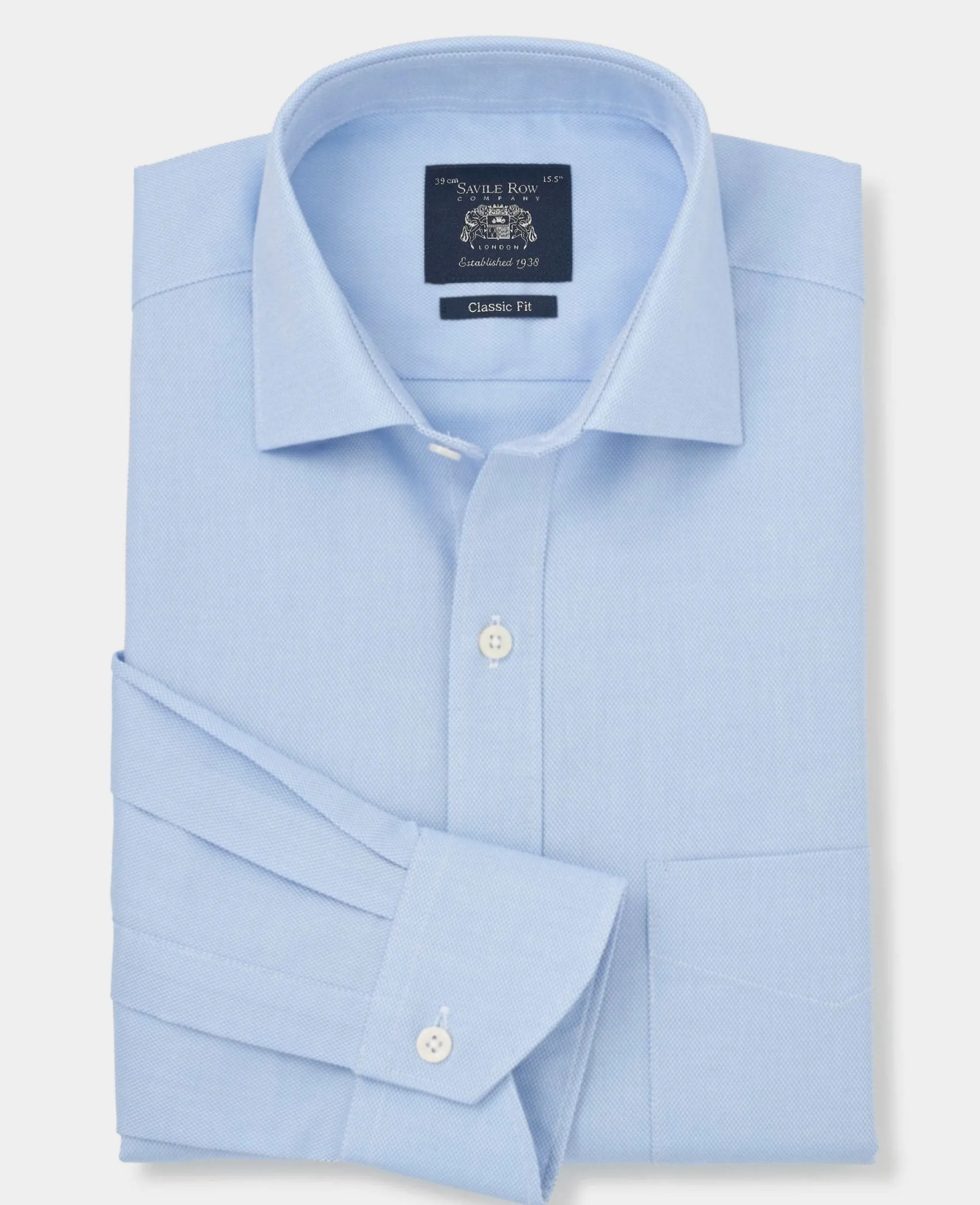 Blue Textured Cotton Classic Fit Formal Shirt - Single Cuff