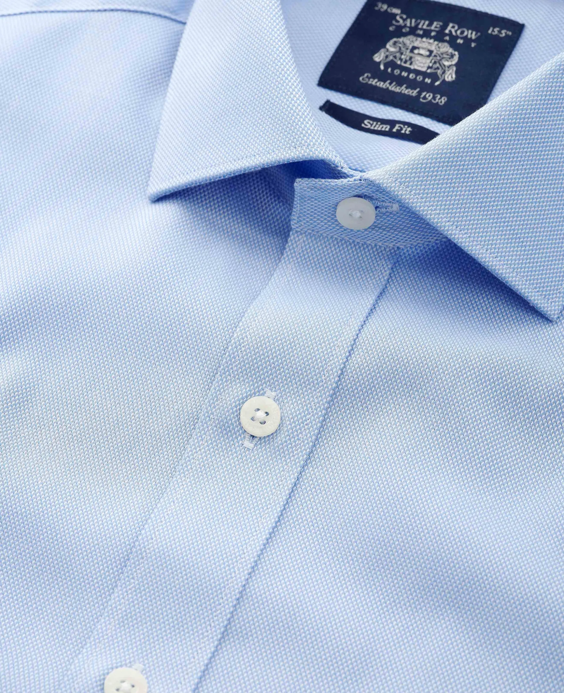 Blue Textured Cotton Slim Fit Formal Shirt - Double Cuff