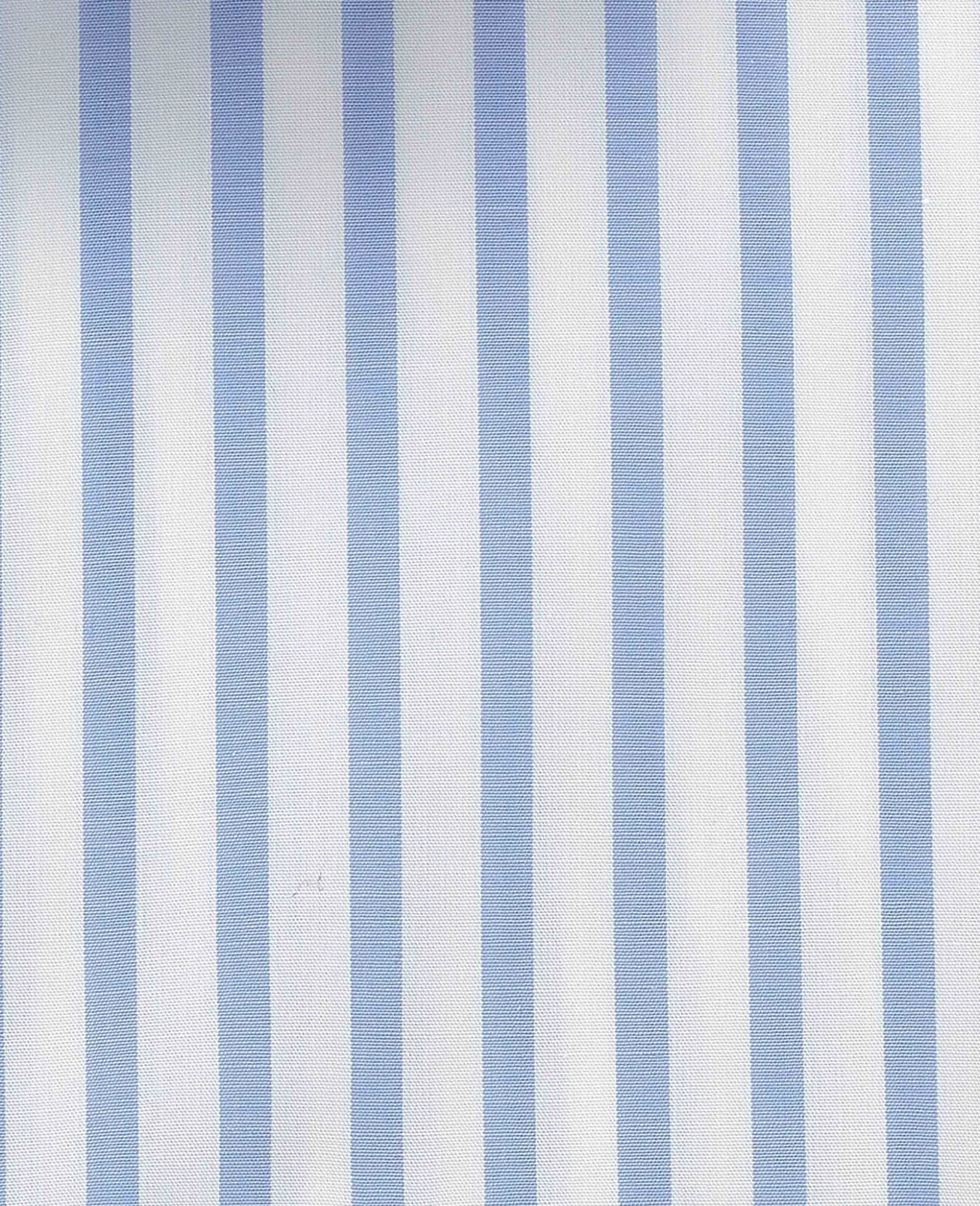 Blue White Stripe Cotton Poplin Classic Fit Formal Shirt - Single Cuff