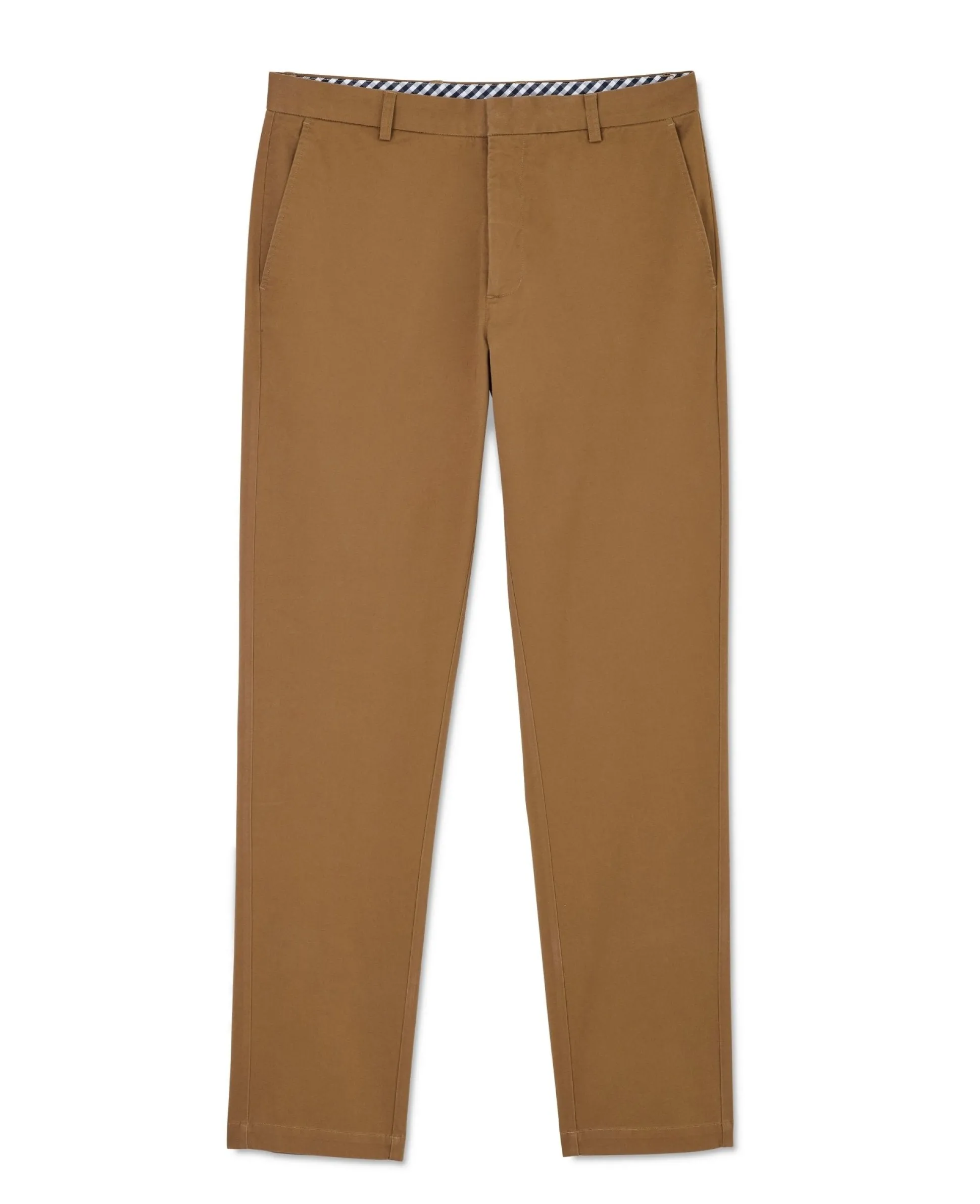 Cappuccino Brown Stretch Cotton Classic Fit Flat Front Chinos