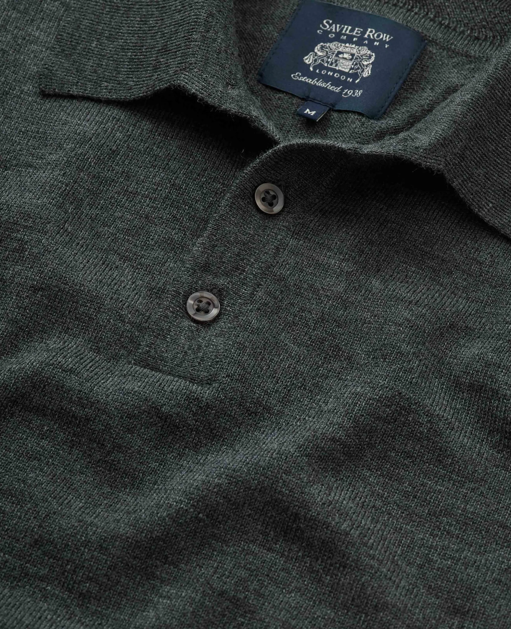 Charcoal Merino Wool Knitted Polo Shirt