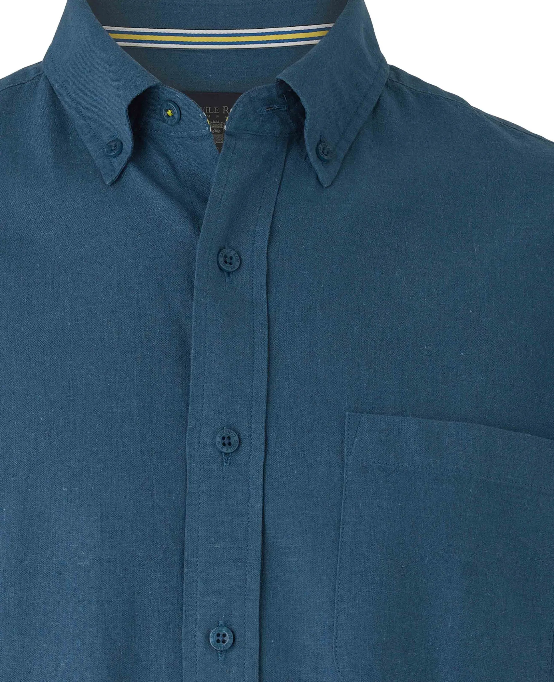 Dark Blue Linen Cotton Classic Fit Button-Down Casual Shirt