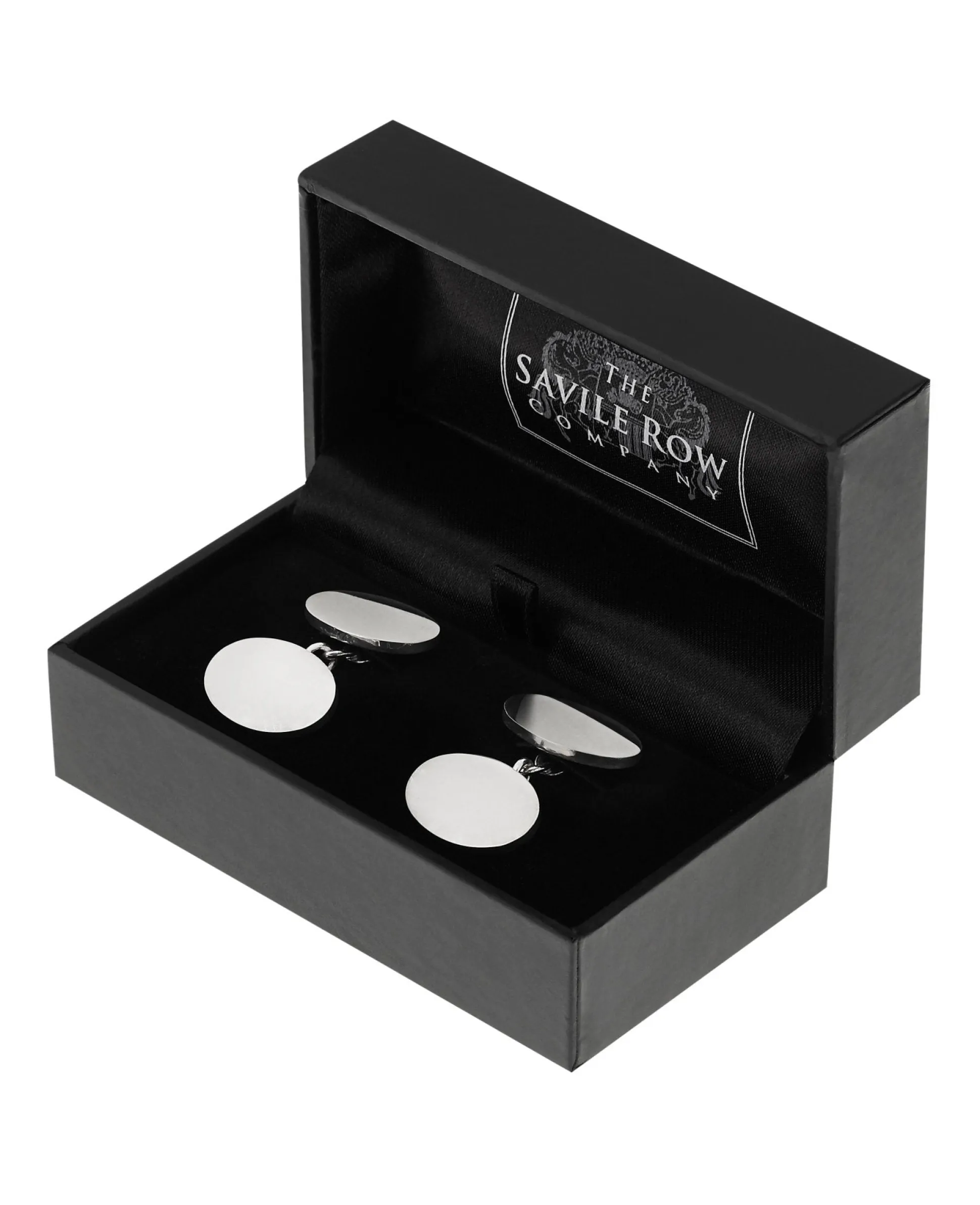 Engravable Sterling Silver Oval Chain Cufflinks