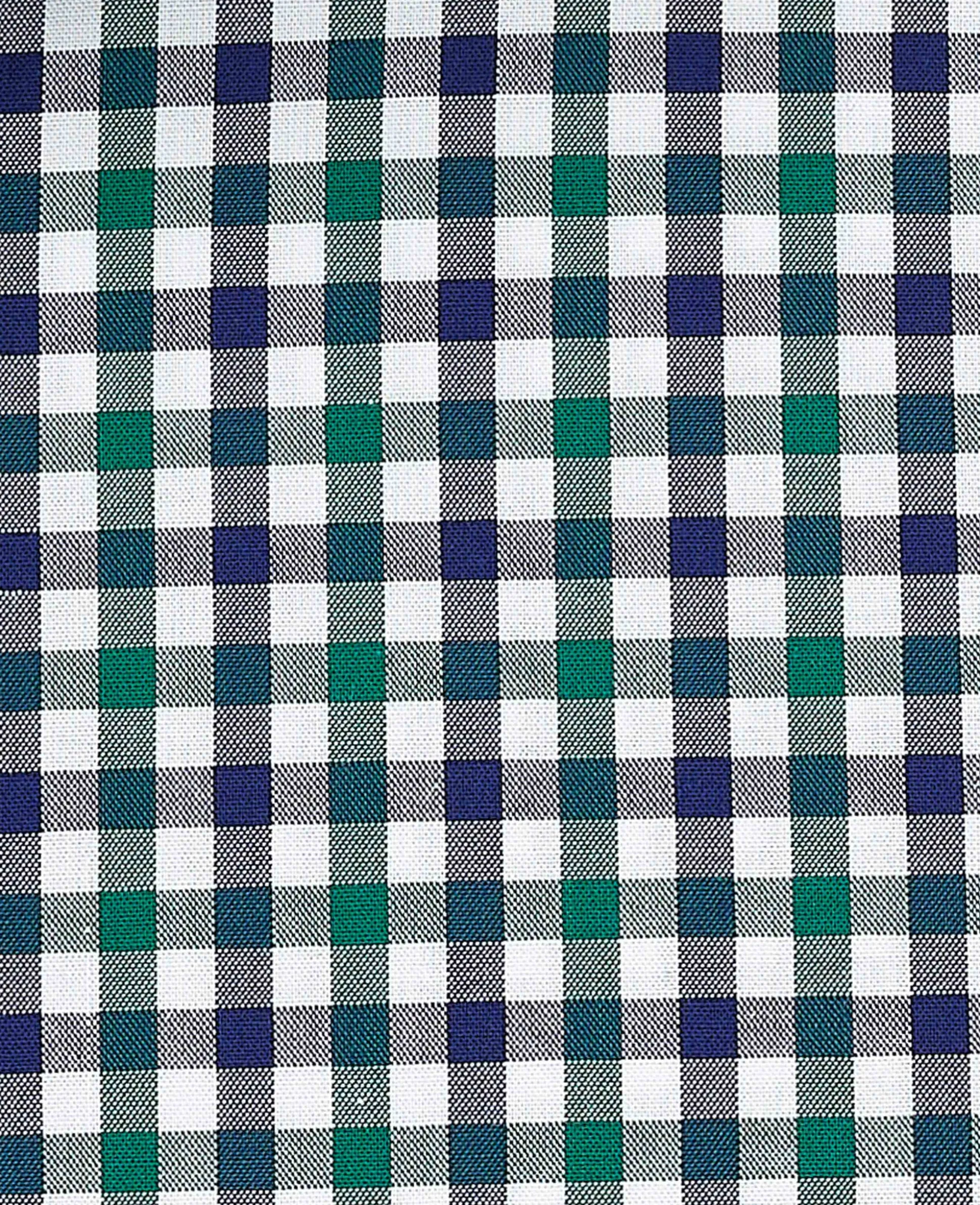 Green Blue Poplin Gingham Check Slim Fit Casual Shirt