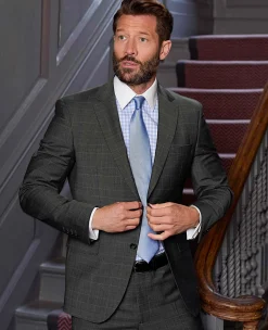 Grey Prince of Wales Check Wool Blend Suit Jacket