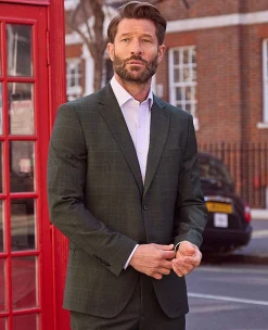 Grey Prince of Wales Check Wool Blend Suit Jacket