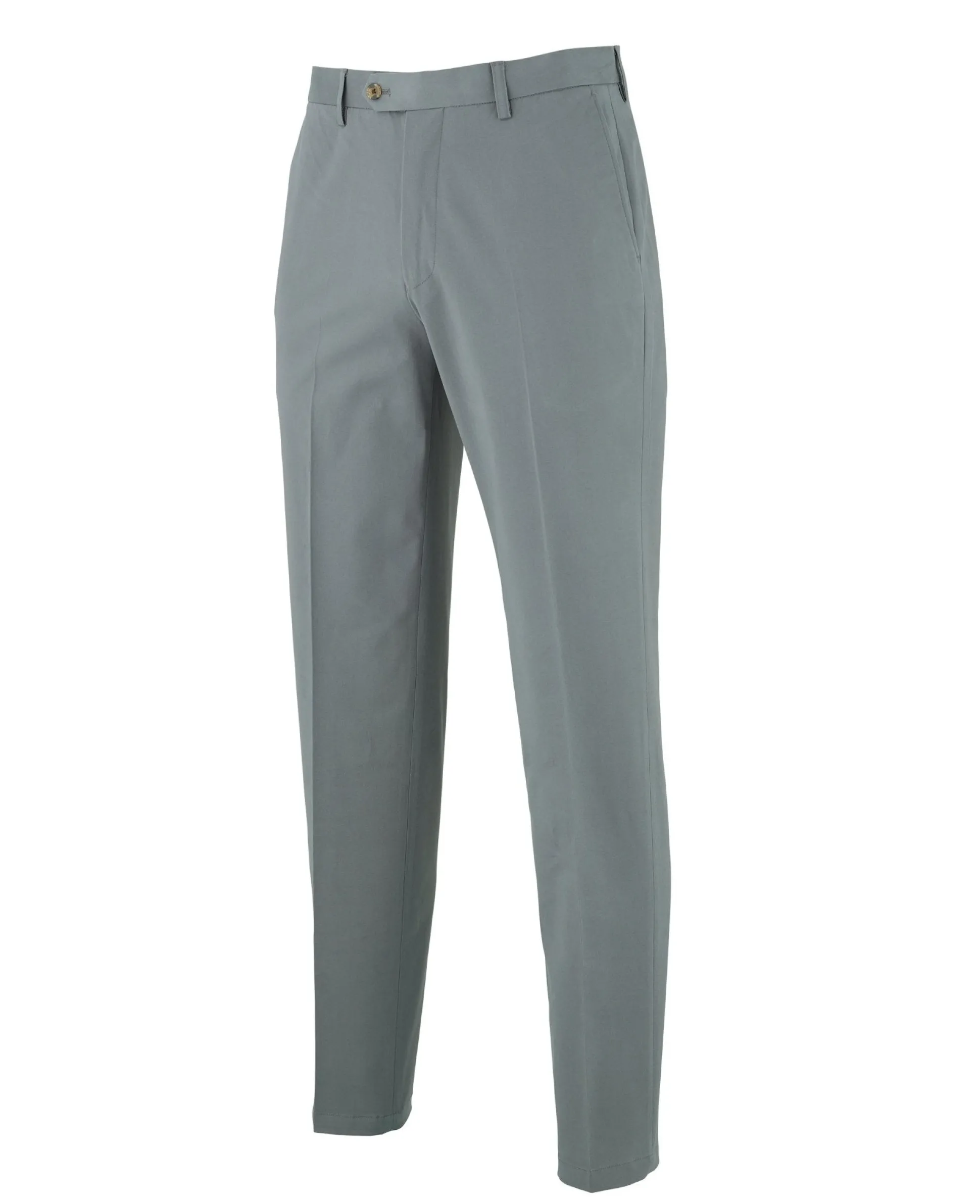 Grey Stretch Cotton Classic Fit Flat Front Chinos