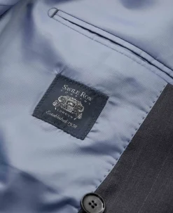 Grey Wool Blend Chalk Stripe Double Breasted Tailored Suit