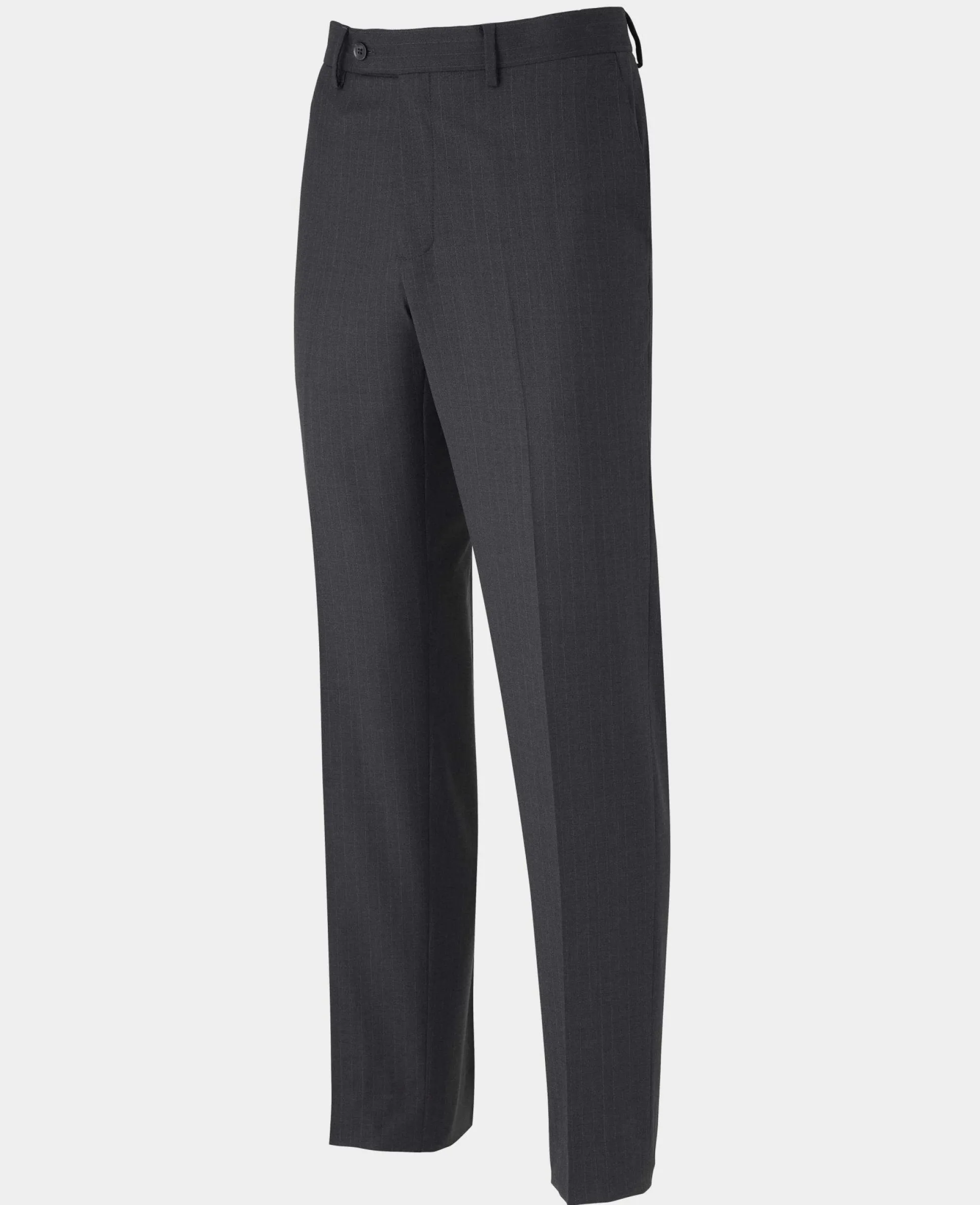 Grey Wool Blend Chalk Stripe Suit Trousers