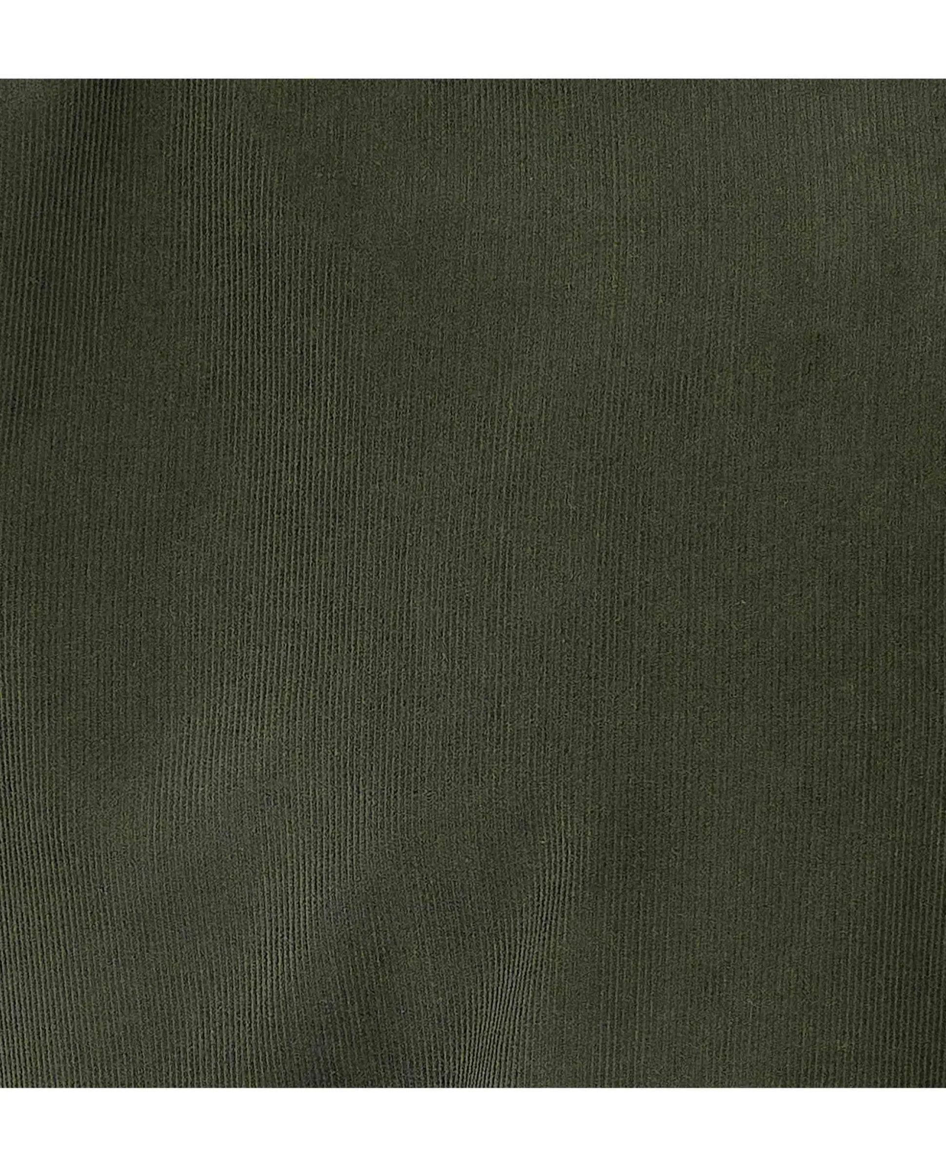 Khaki Cotton Babycord Classic Fit Casual Shirt