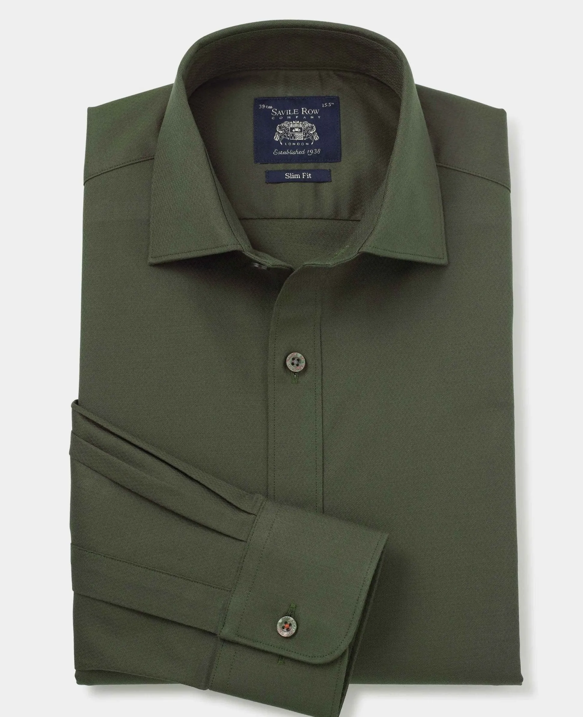 Khaki Stretch Cotton Slim Fit Formal Shirt - Single Cuff