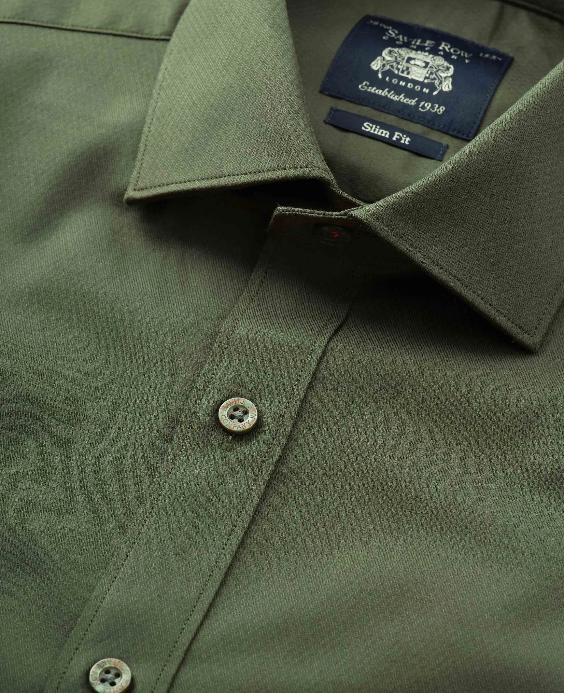Khaki Stretch Cotton Slim Fit Formal Shirt - Single Cuff