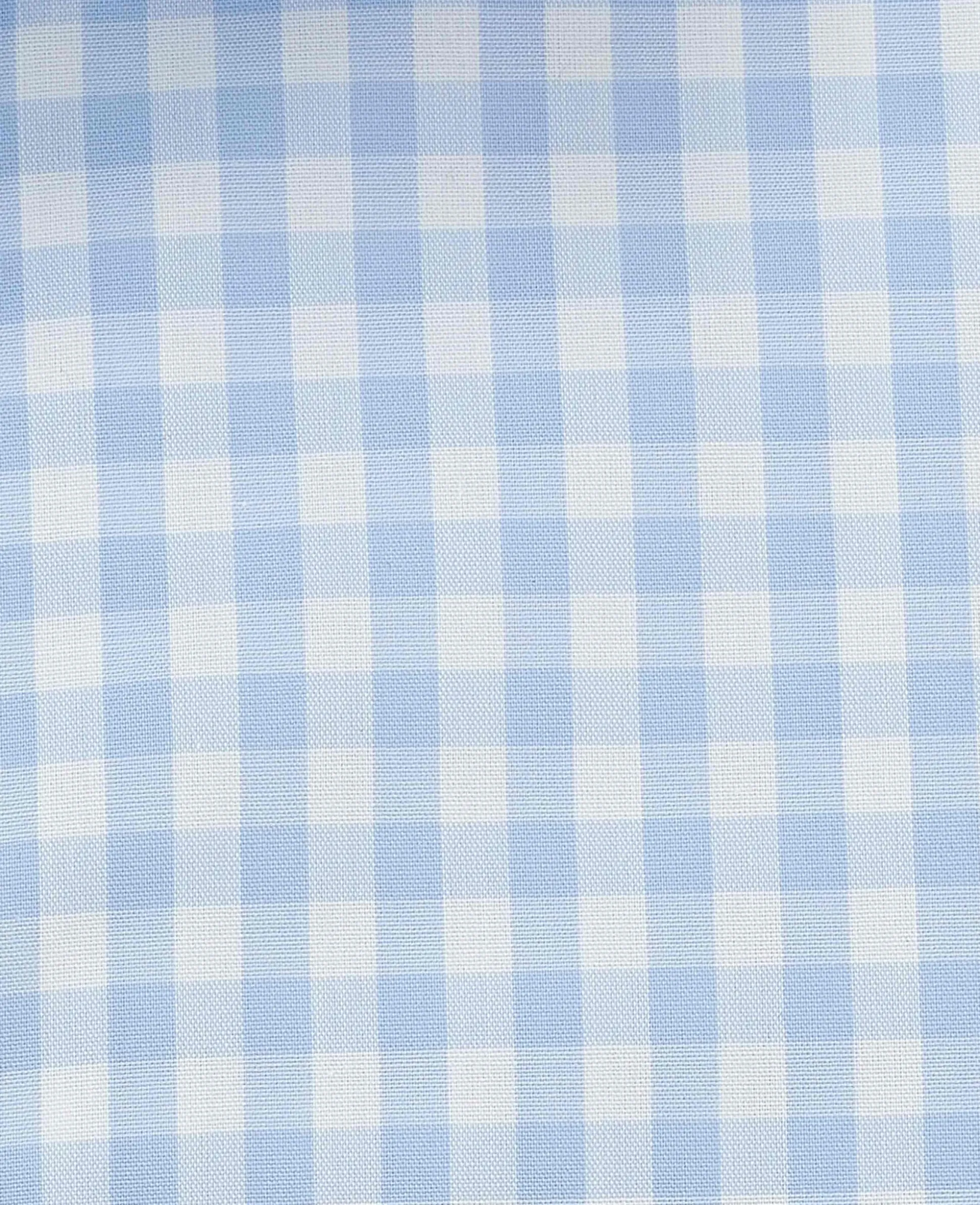 Light Blue Cotton Poplin Gingham Check Slim Fit Non-Iron Shirt - Single Cuff
