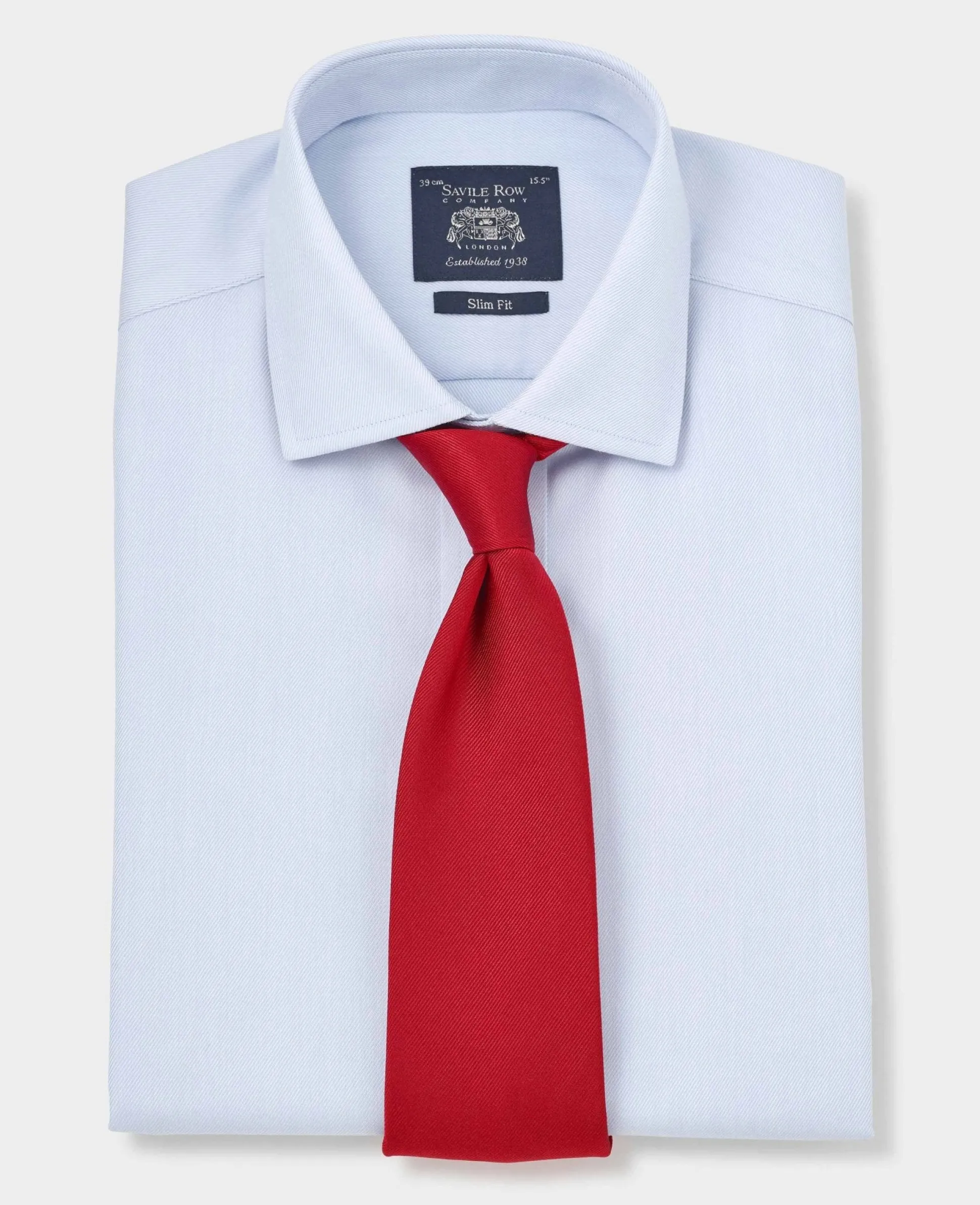 Light Blue Cotton Twill Slim Fit Non-Iron Shirt - Double Cuff