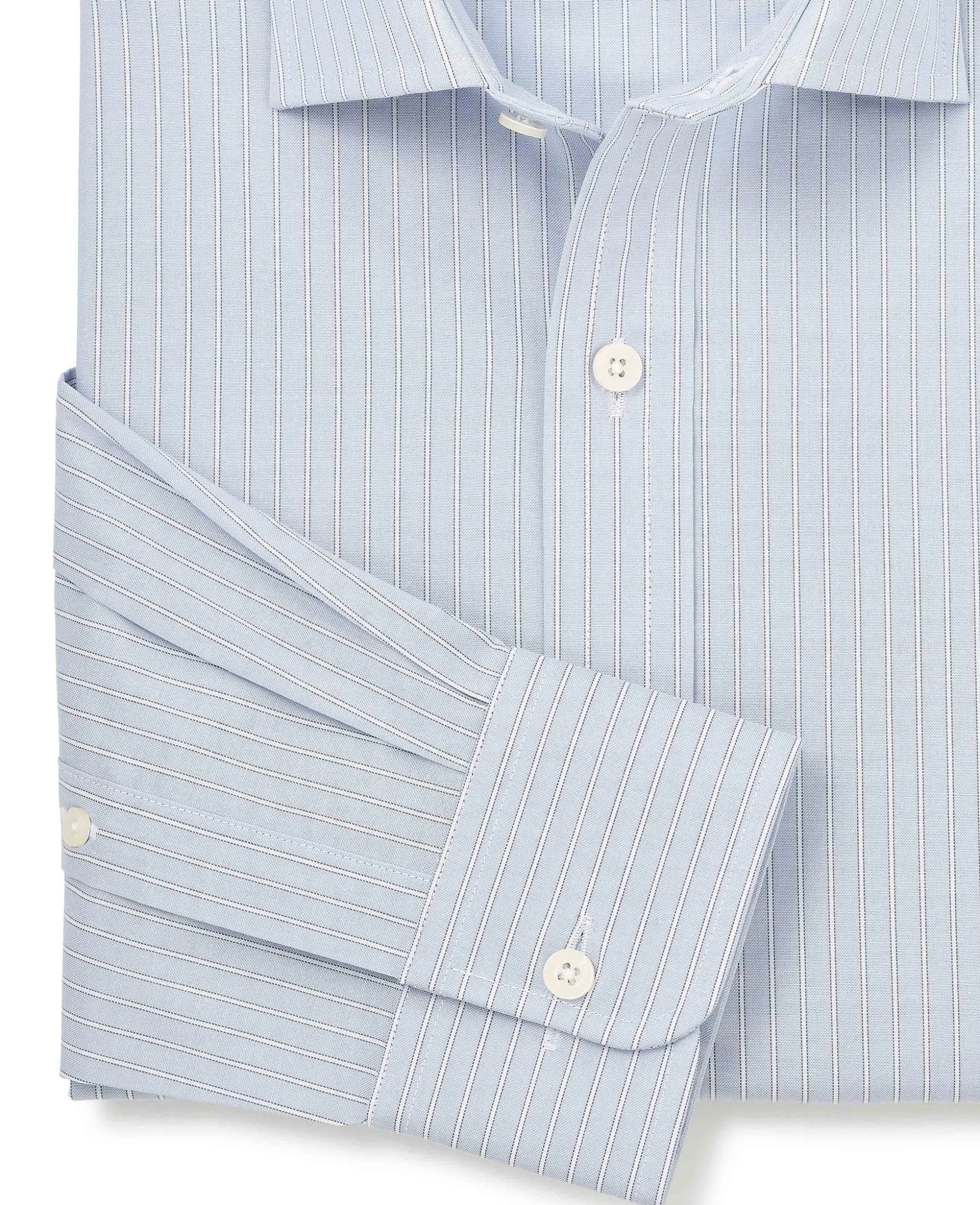Light Blue Pinpoint Cotton Slim Fit Stripe Formal Shirt - Single Cuff