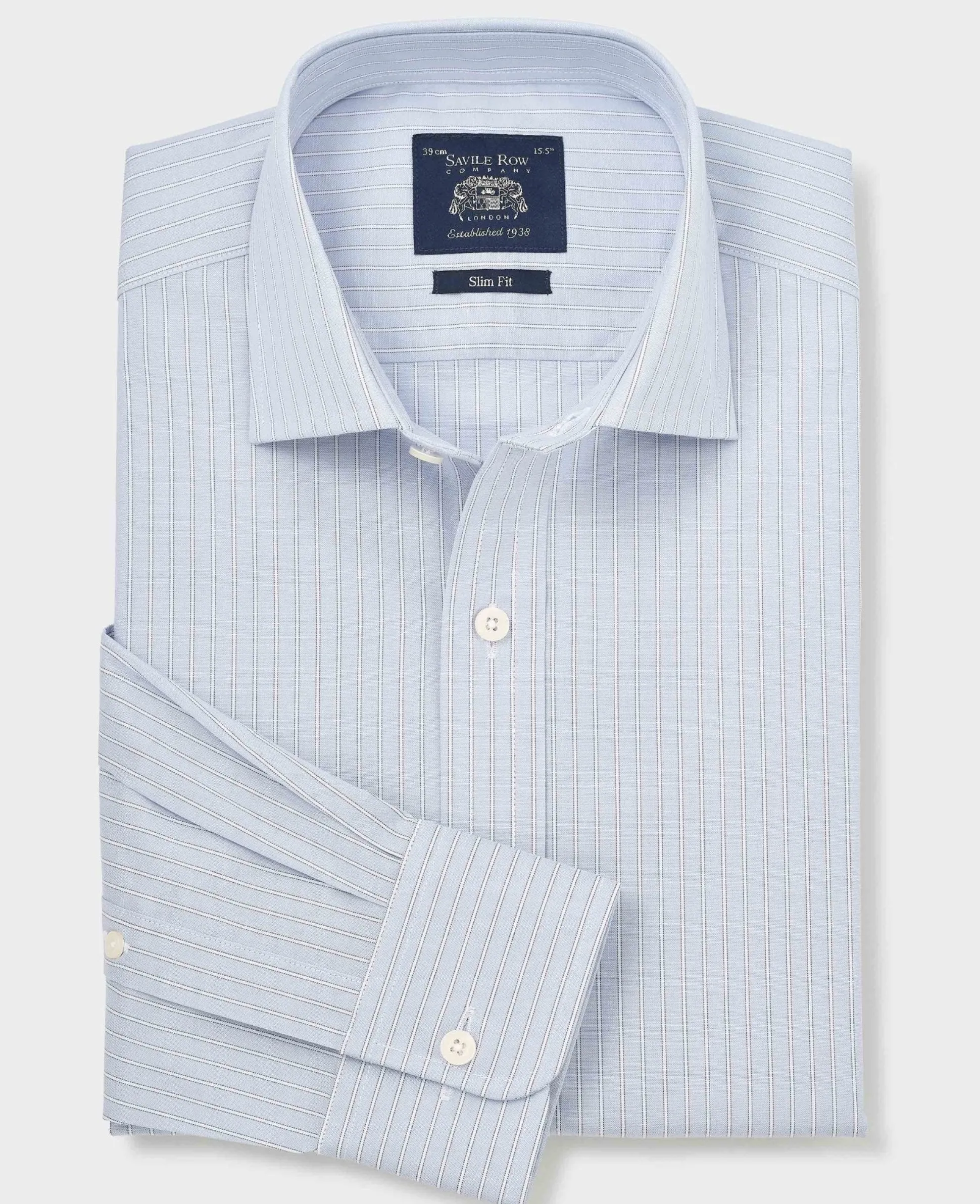 Light Blue Pinpoint Cotton Slim Fit Stripe Formal Shirt - Single Cuff