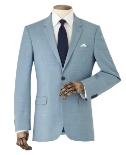 Light Blue Wool-Blend Tailored Suit