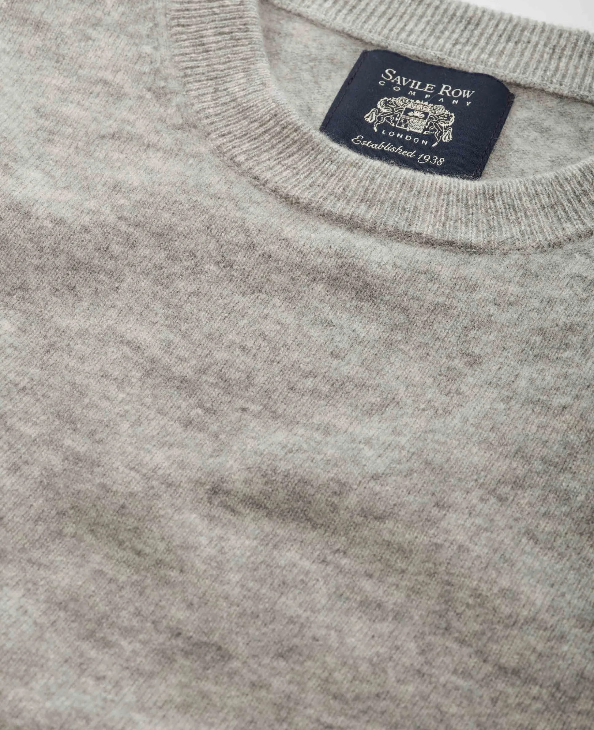 Light Grey Merino Wool Cashmere Crew Neck Jumper