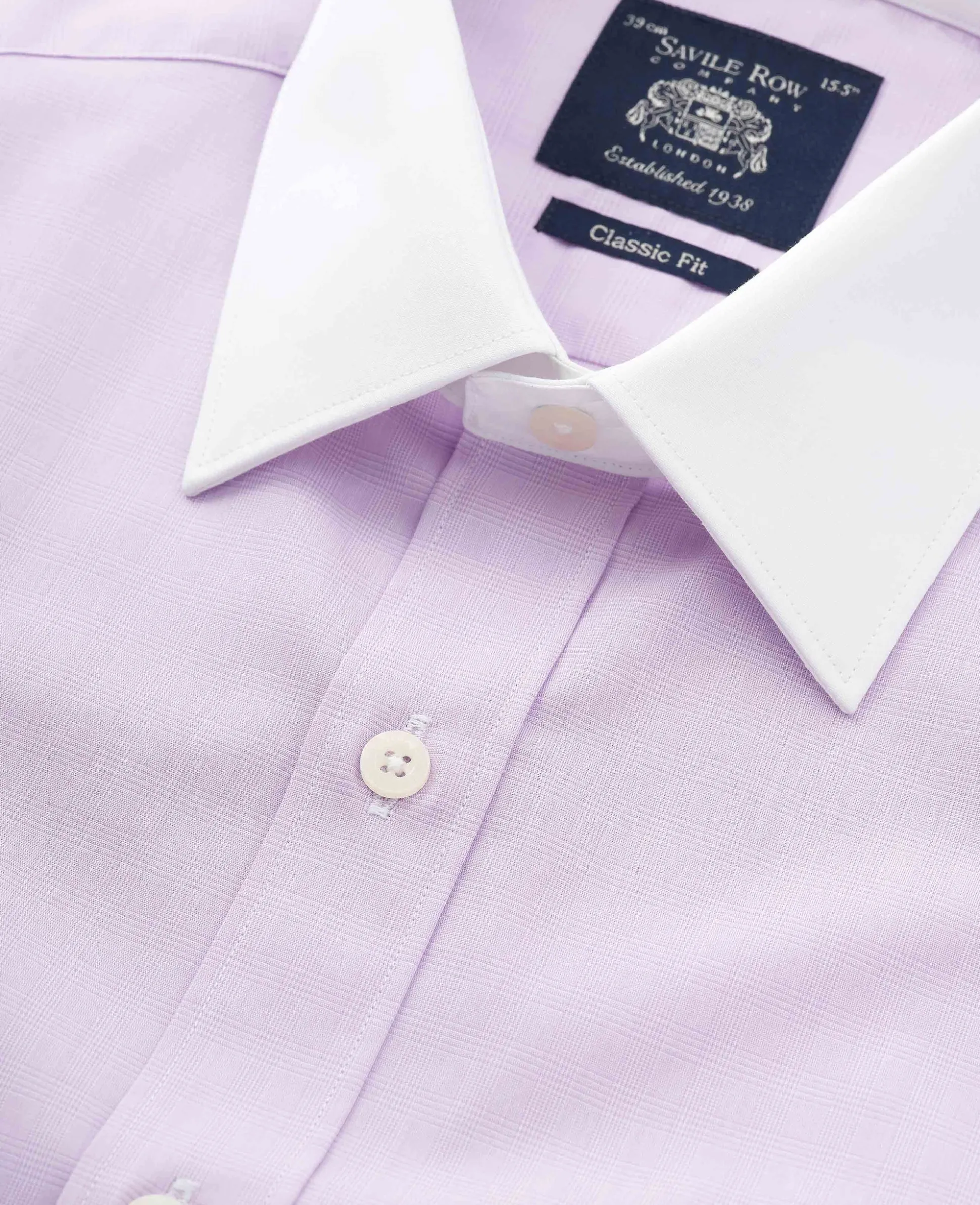 Lilac Cotton Fine Check Classic Fit Winchester Formal Shirt - Double Cuff