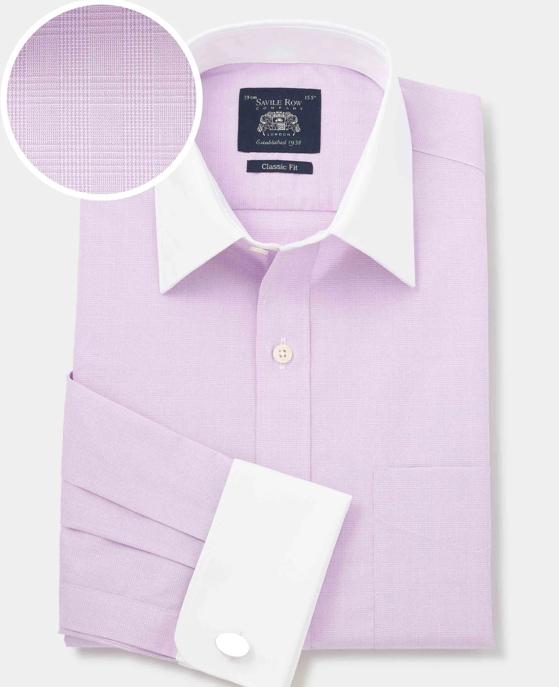 Lilac Cotton Fine Check Classic Fit Winchester Formal Shirt - Double Cuff