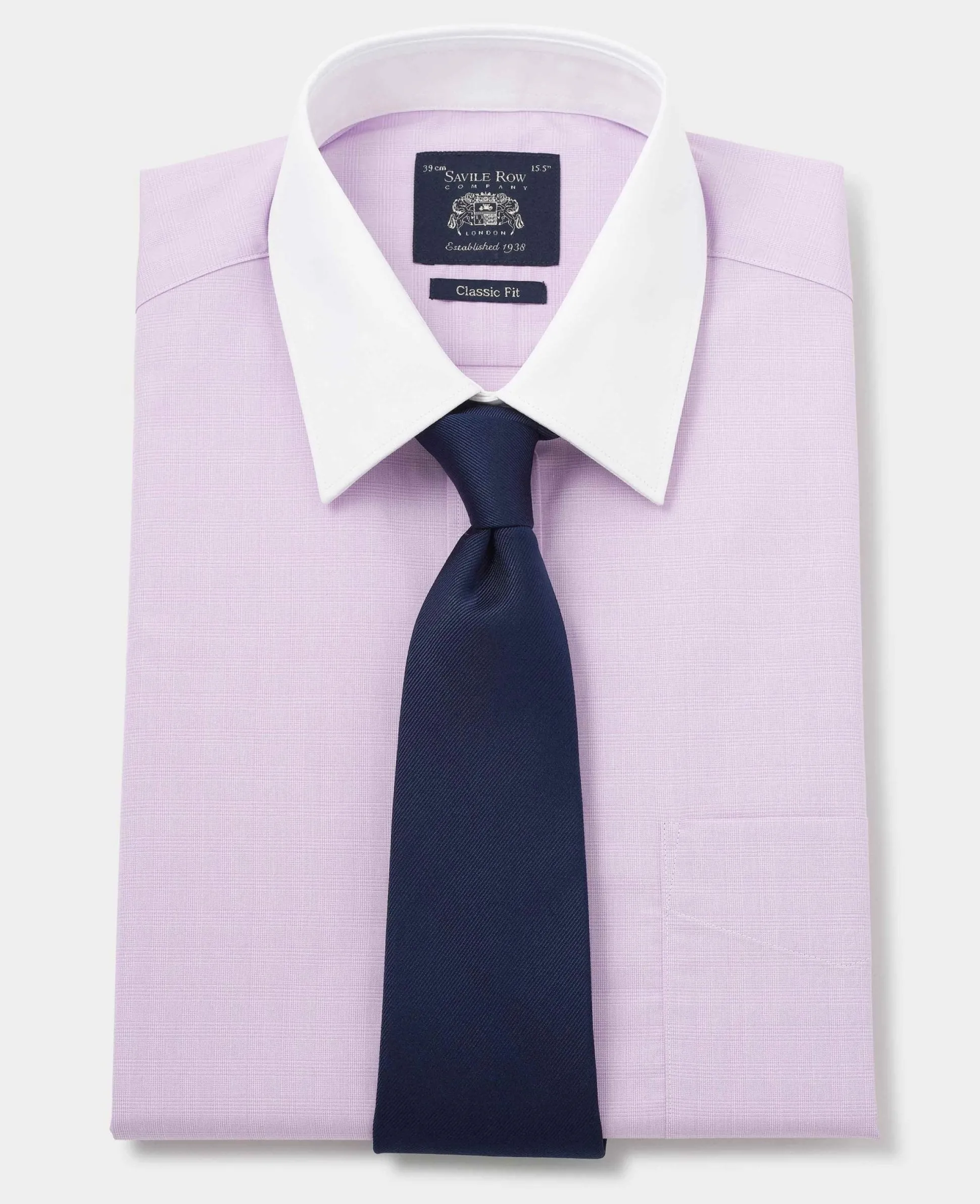 Lilac Cotton Fine Check Classic Fit Winchester Formal Shirt - Double Cuff