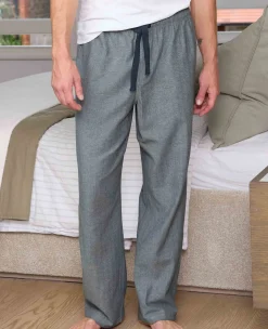 Navy Brushed Cotton Twill Herringbone Lounge Pants