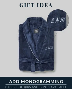 Navy Check Cotton Dressing Gown