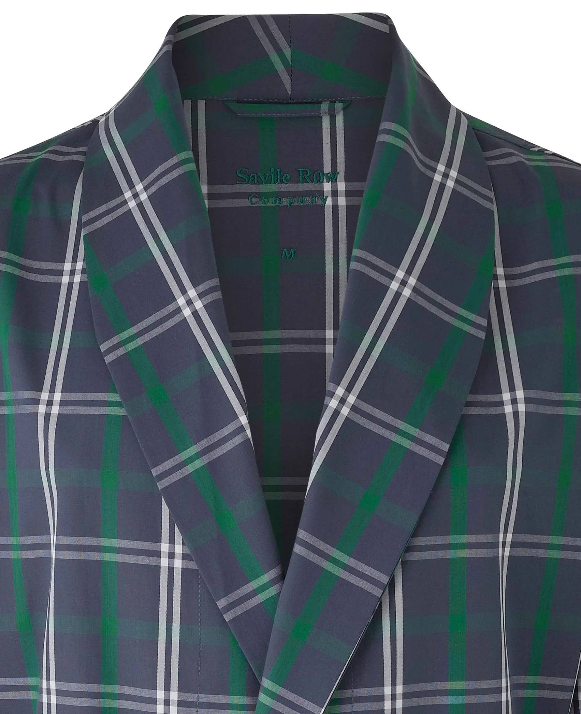 Navy Check Cotton Dressing Gown