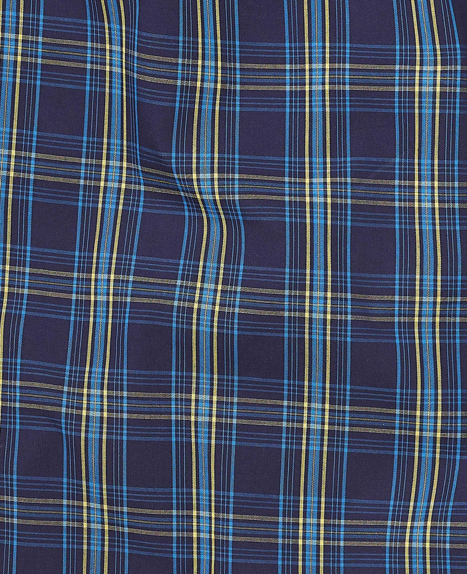 Navy Cotton Check Pyjamas