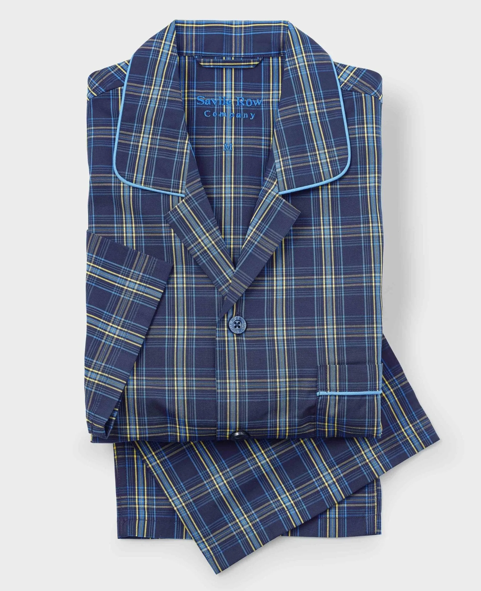 Navy Cotton Check Pyjamas