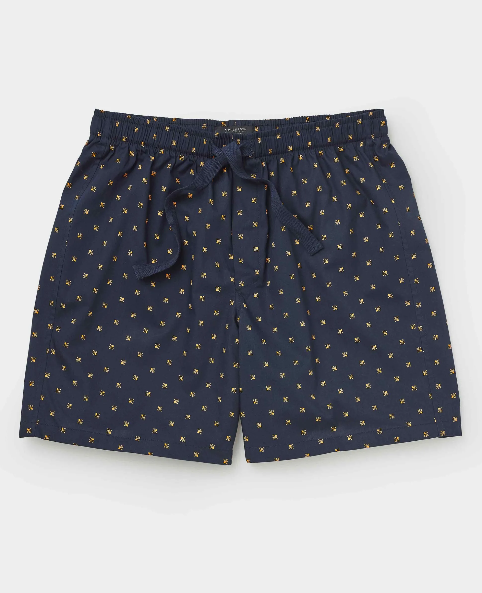 Navy Cotton Fleur De Lys Lounge Shorts