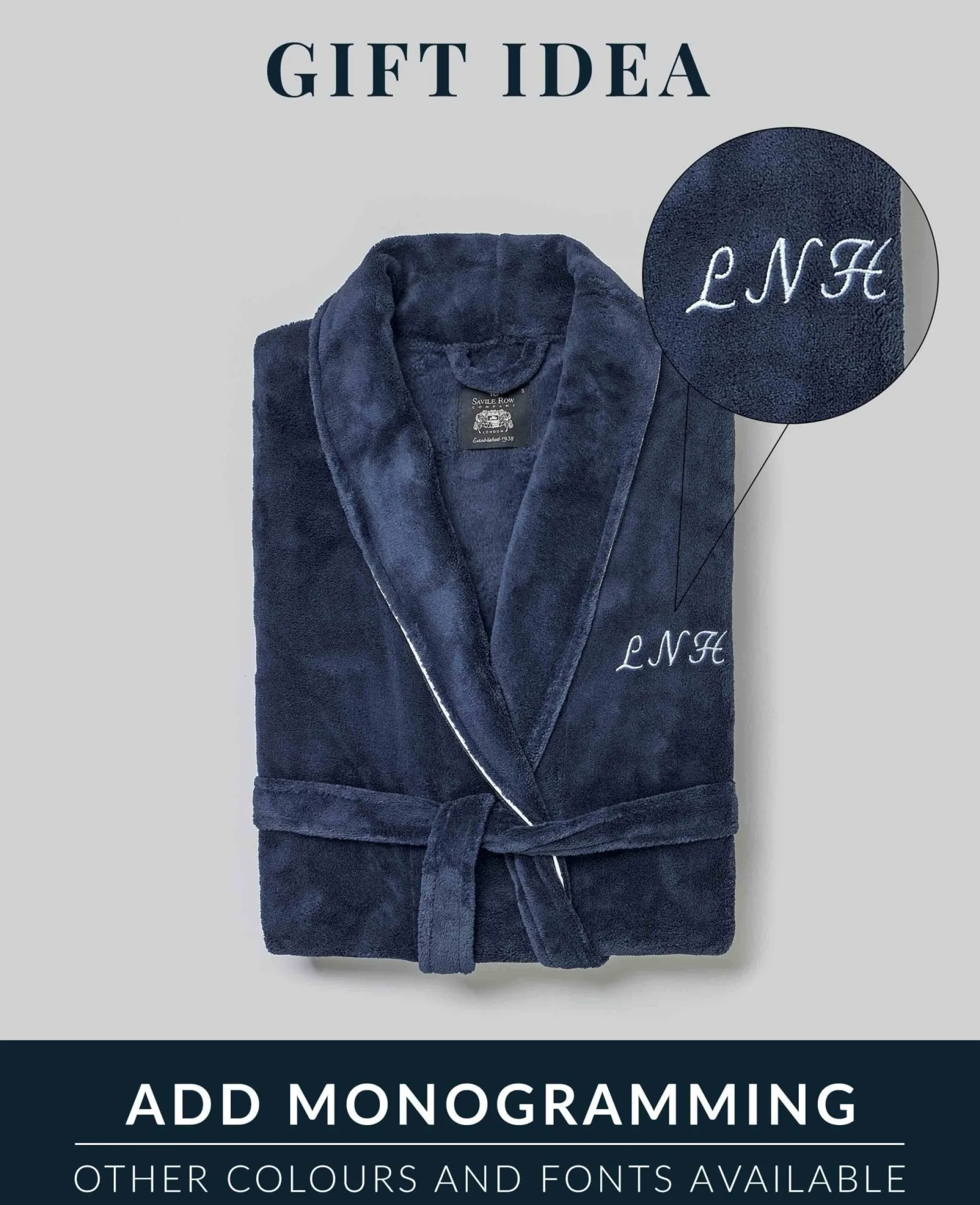 Navy Cotton Waffle Dressing Gown With Terry Cotton Lining